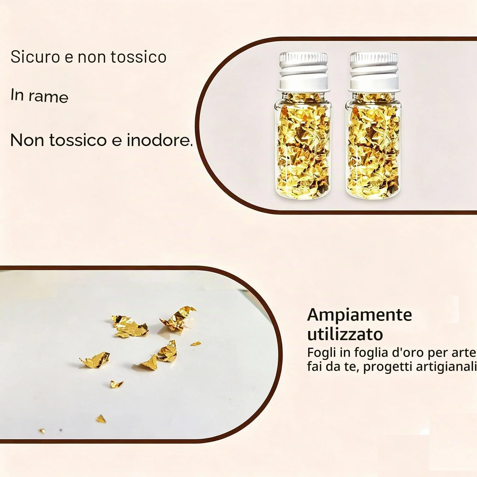 SovZovy 2 Bottiglie Schegge di Foglia d'Oro Decorazione Multifunzionale per Torte e Cucina