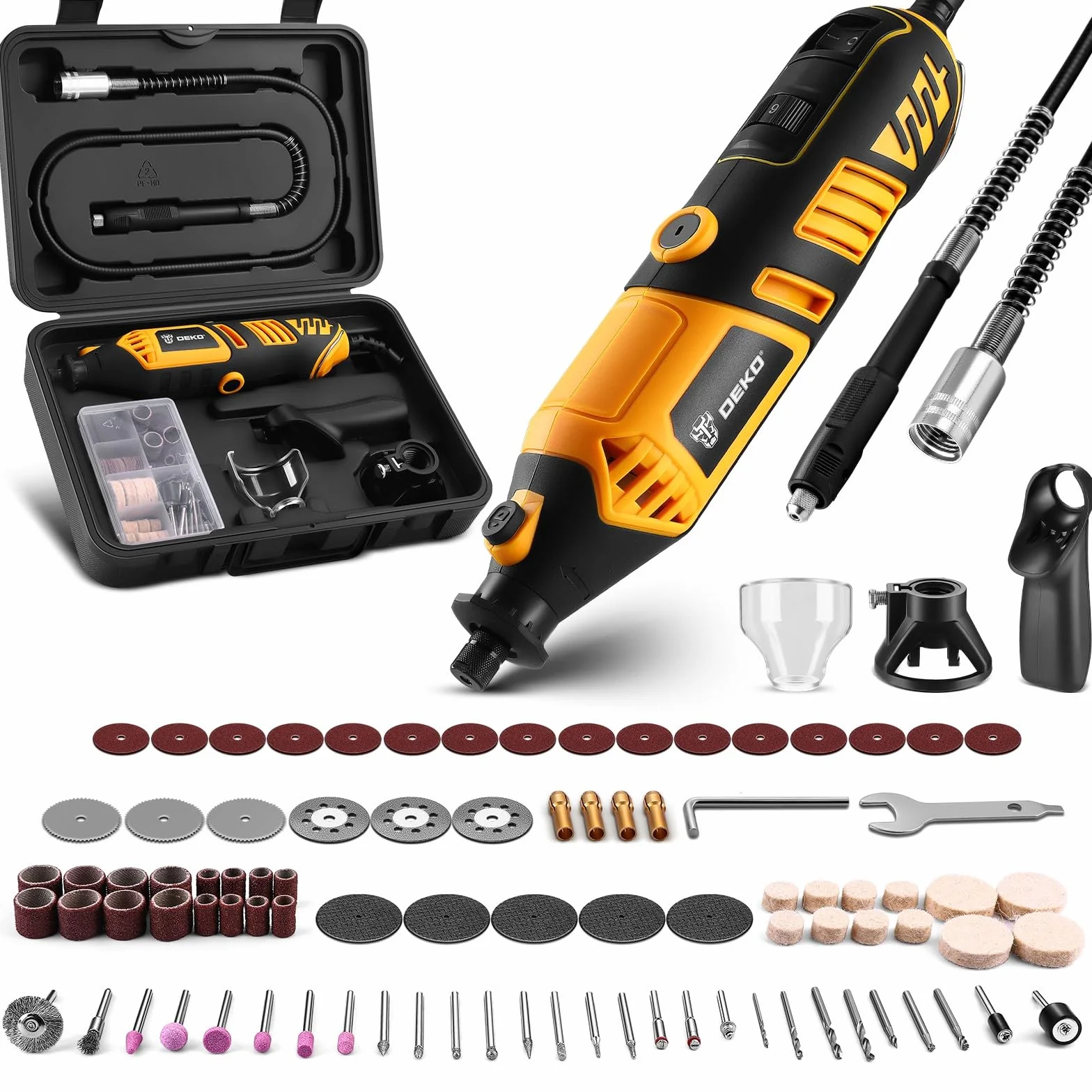 DEKOPRO Multiutensile Rotativo 170W 126 pezzi 35000 PRM Mini Trapano Elettrico 220V per Legno Metallo