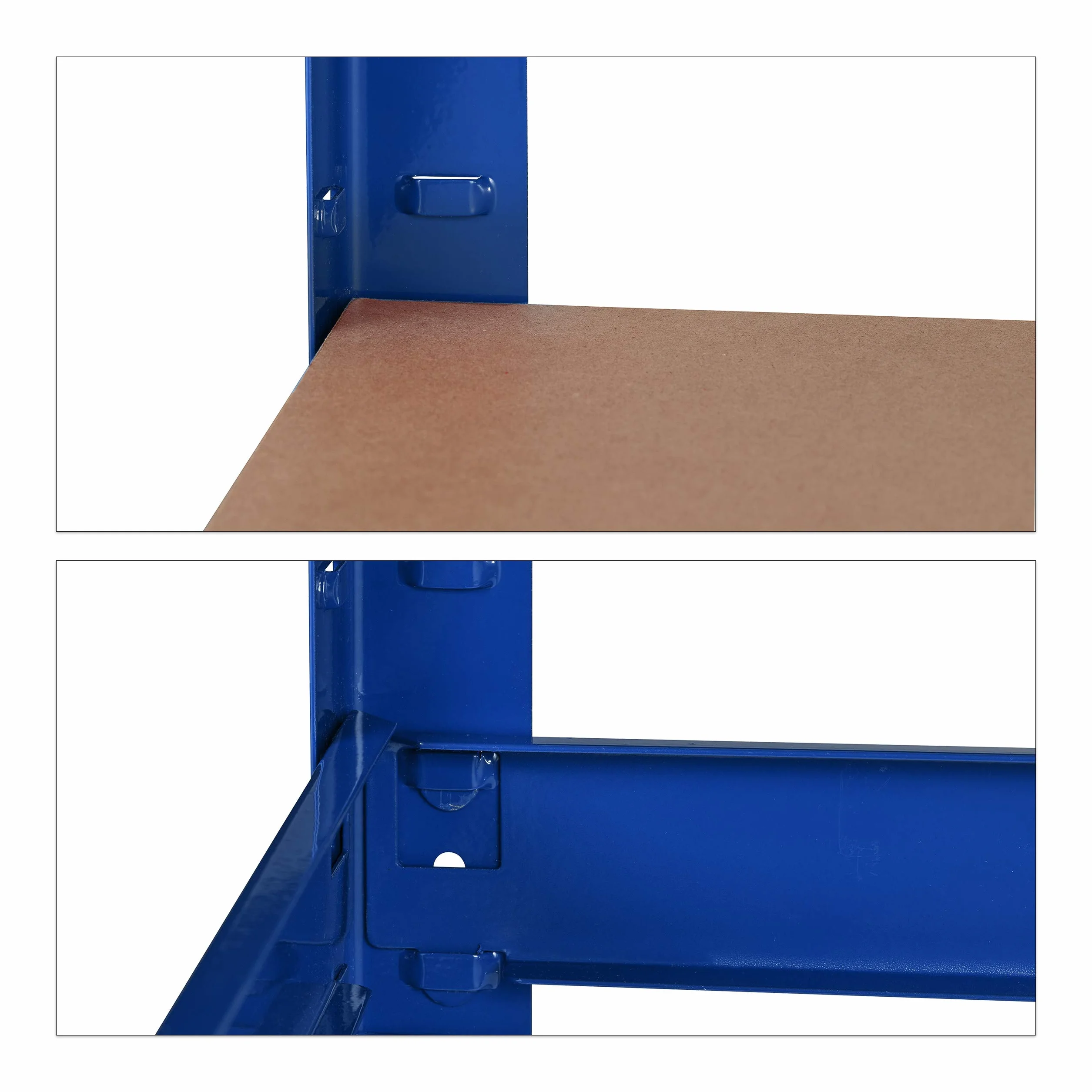Relaxdays Scaffale in Metallo, Banco da Lavoro, Capacità fino a 900 kg, 5 Ripiani, Incastro 180x100x60, Acciaio,MDF, blu