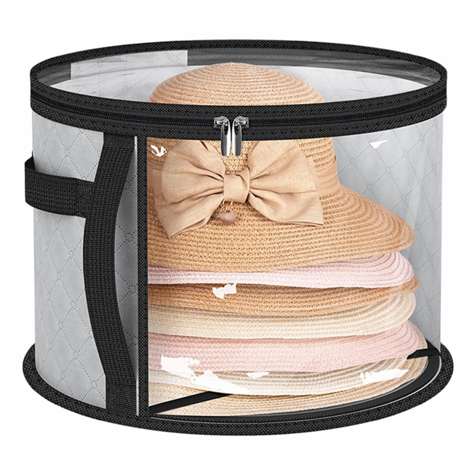 Scatola portaoggetti per cappelli, organizer per cappelli, contenitore rotondo da viaggio | Scatola per cappelli morbida trasparente con cerniera, borsa multifunzionale per cappelli di grande capacità