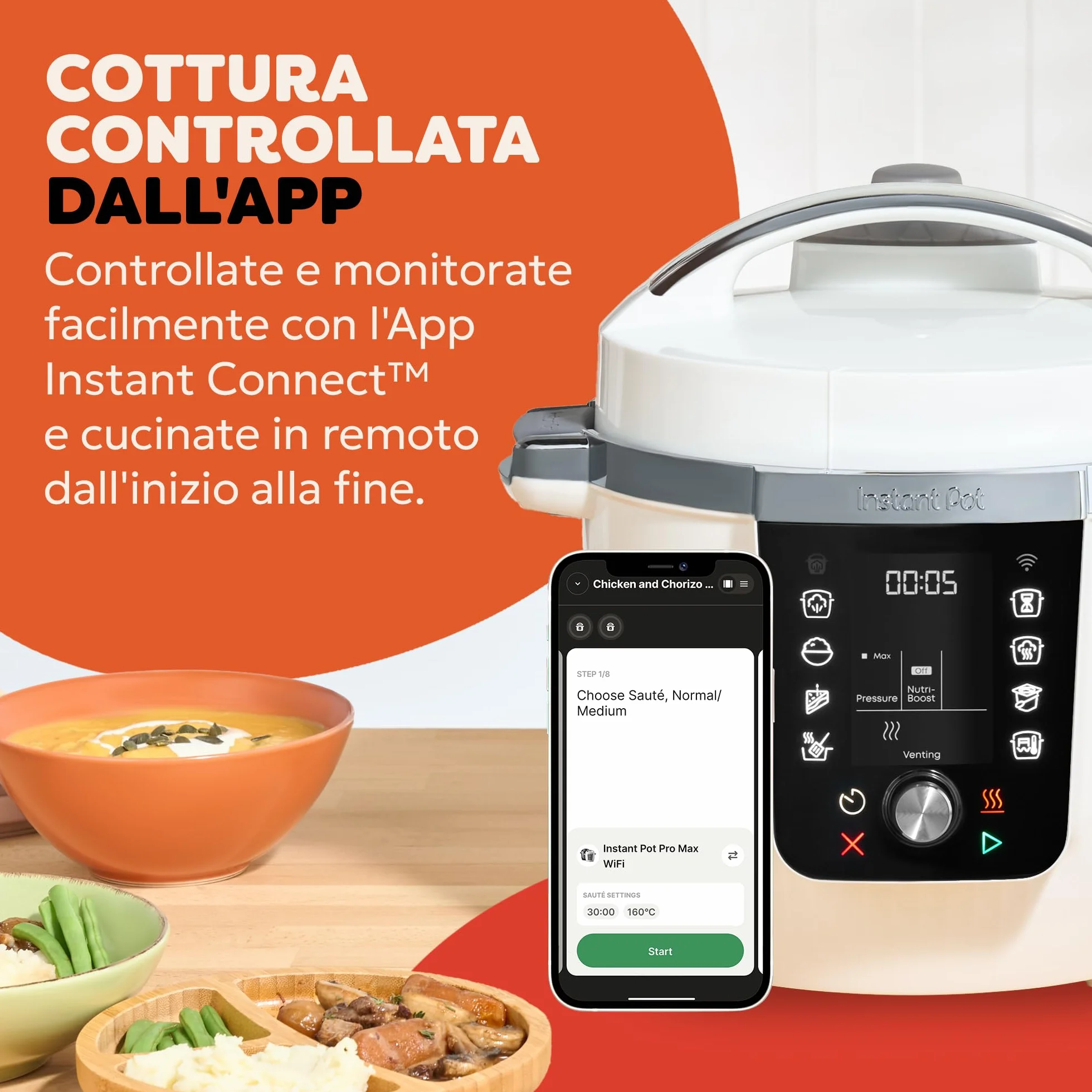 Instant Pot Pro multicooker 10 in 1 da 5,7 l – bianco, pentola a pressione, casseruola, cuoci riso, casseruola, yogurt, scaldavivande sottovuoto, cottura a vapore, NutriBoost, lavabile in