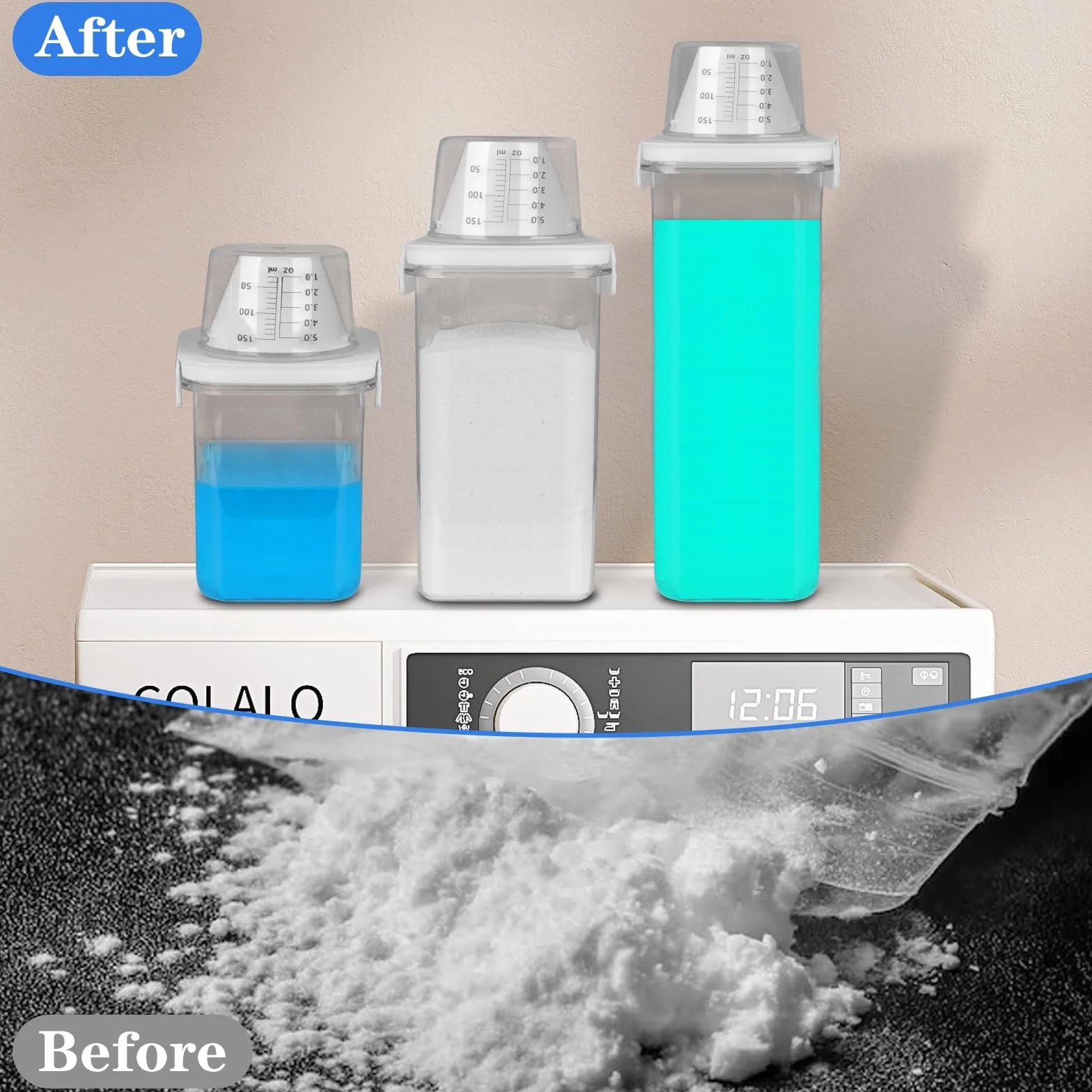 2 Pezzi 1800ML Dispenser Detersivo Lavatrice Ermetico Contenitori Detersivi Lavanderia