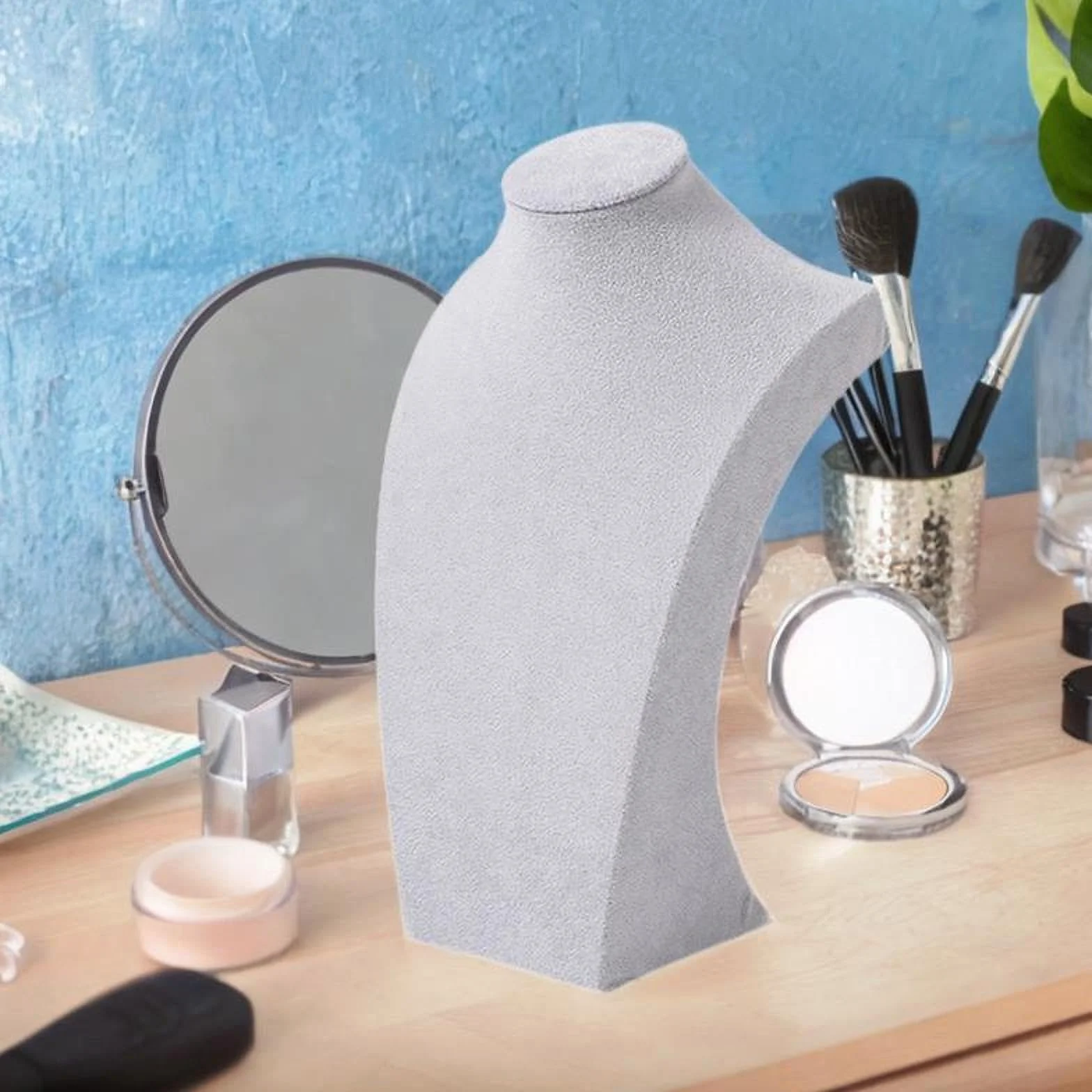 Espositore per collana Supporto per manichino Vetrina Decorazione Busto per gioielli Grigio 30 cm