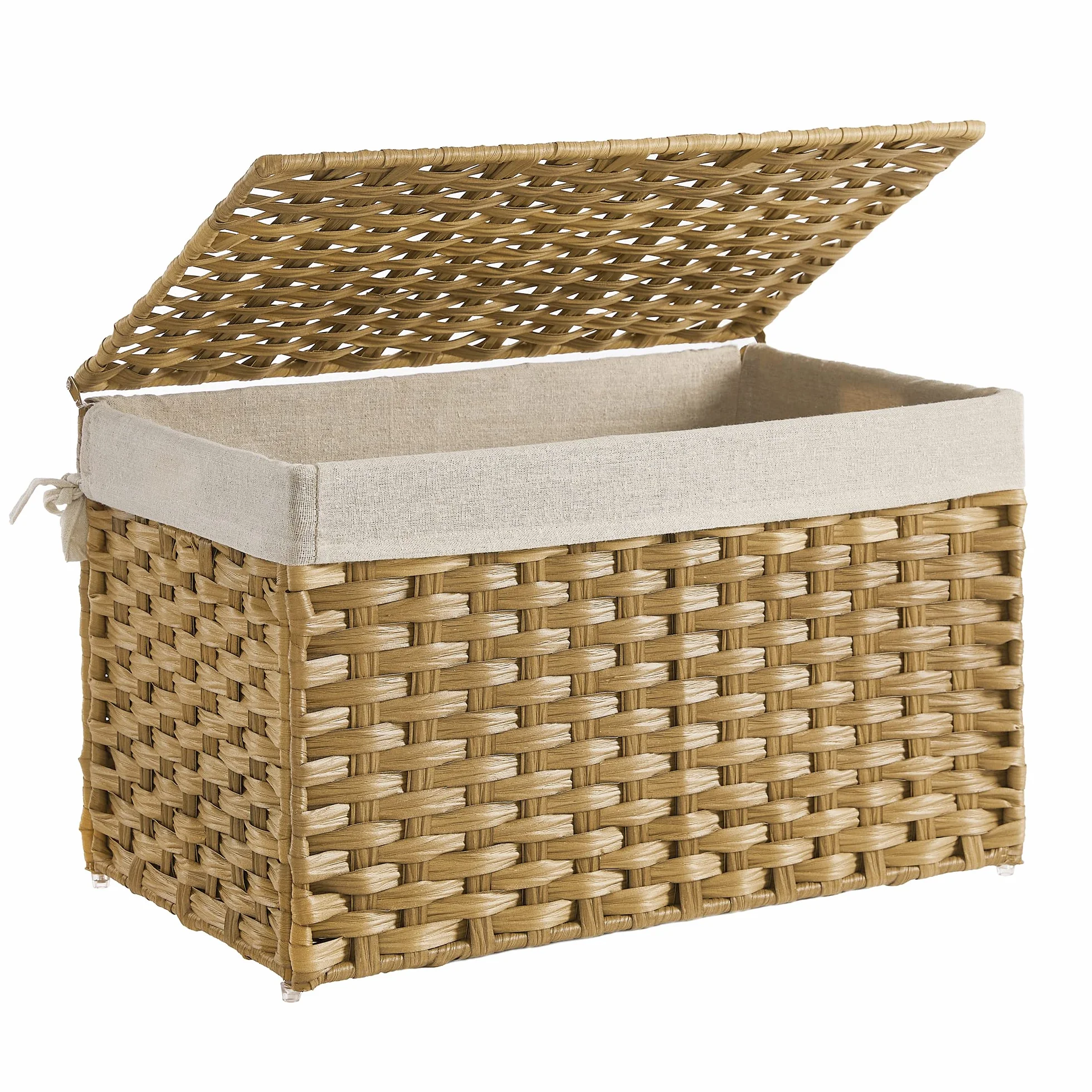 SONGMICS Cestino Portaoggetti, Cesta Portabiancheria da 65 L con Coperchio, Pieghevole, Sacco in Tessuto Rimovibile con Manici, Soggiorno Camera da letto Lavanderia, Giallo Ocra RST56NL
