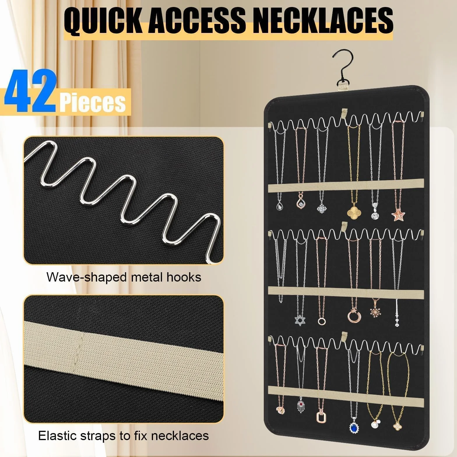 Linkstyle Organizer per Gioielli Appeso, Storage Doppia Faccia, Supporto Orecchini Collana Anello Bracciale