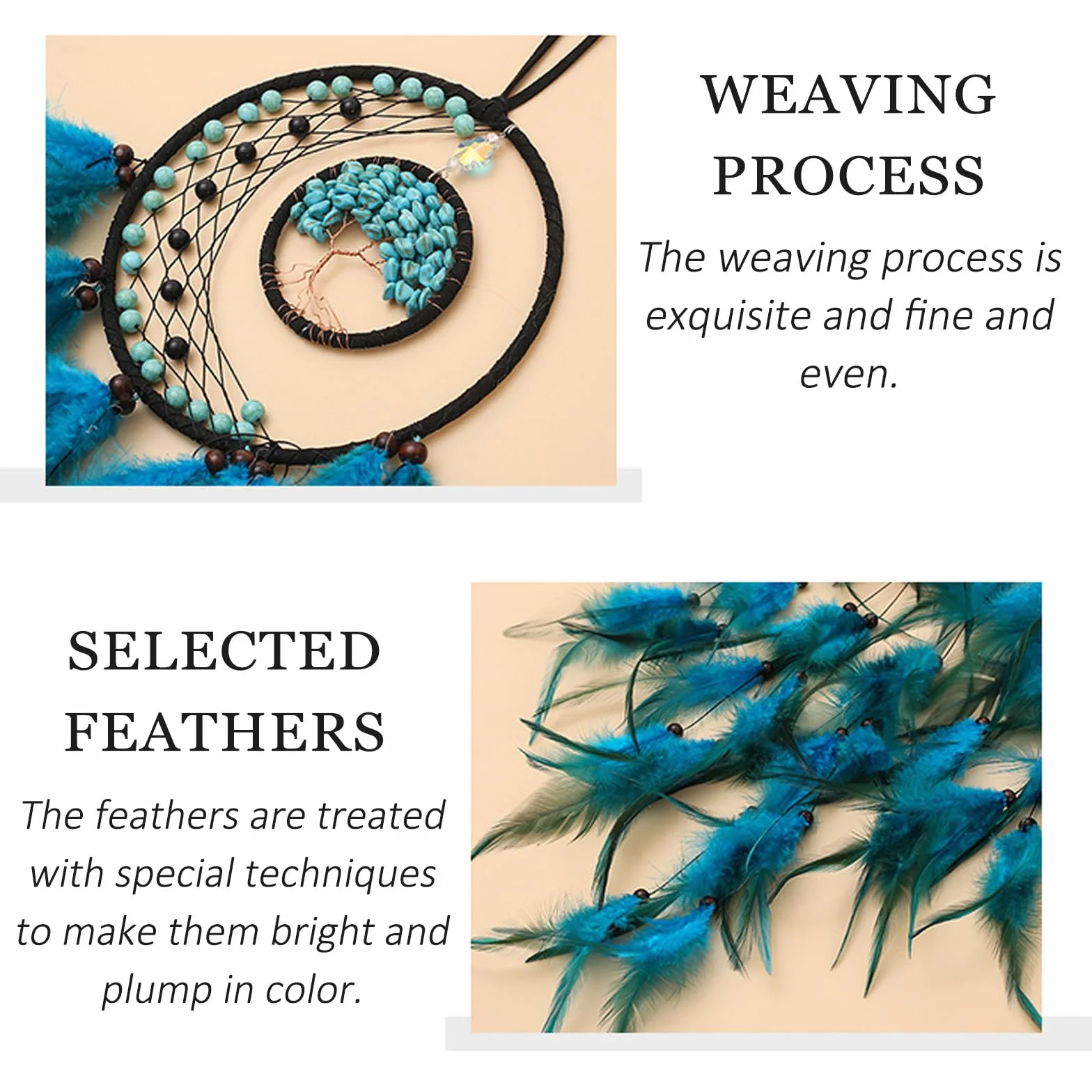 Blu Dream Catcher Acchiappasogni Piume Decorative Appendere Decorazione Casa Parete Regalo