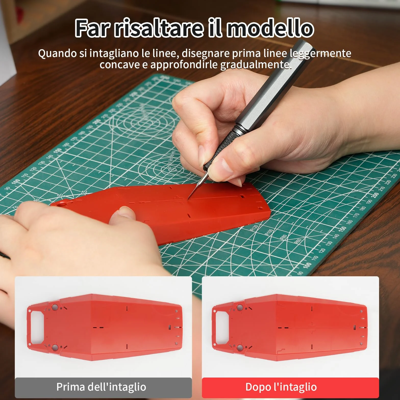 Model Scriber, Line Scriber con lame in acciaio al tungsteno, strumento per tracciare modelli per hobby di modellismo, modelli in plastica, linee incise intagliate in resina GK (0,1 MM)