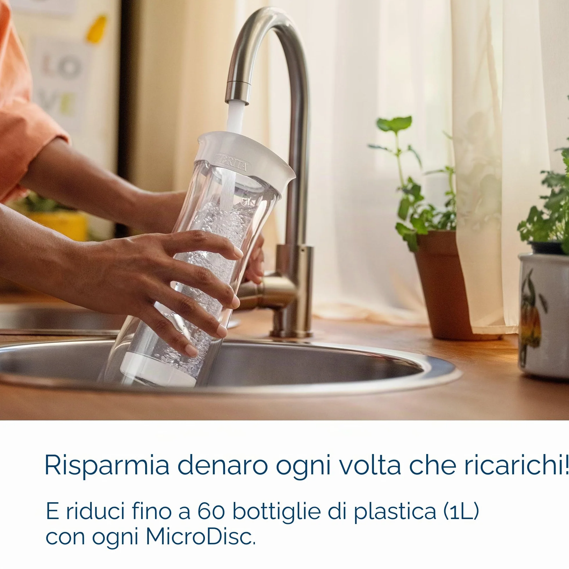 BRITA Bottiglia filtrante 1,3L MicroDisc riduce PFAS cloro microparticelle