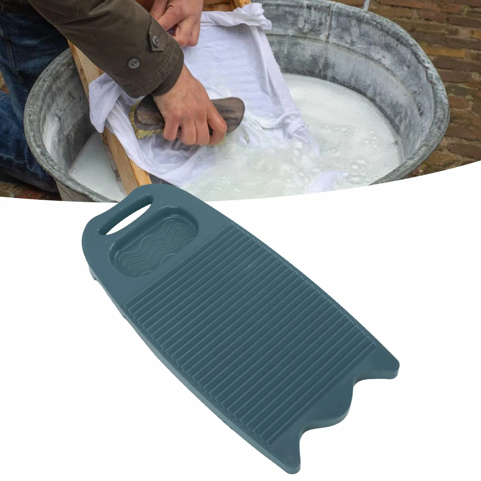 Asse per il Lavaggio a Mano, Asse per il Lavaggio in Plastica a Grana Sfregata, Ampia Applicazione, Maniglia per la Pulizia Completa, Design Durevole per la Famiglia (BLUE)