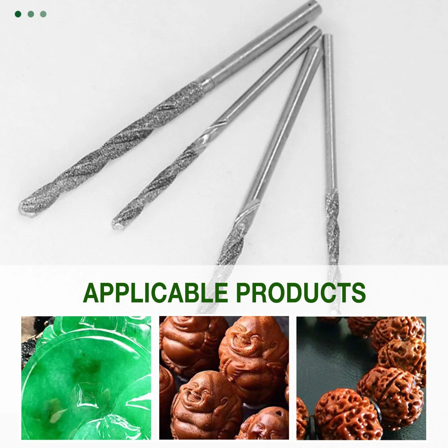 8 punte diamantate per trapano diamantato, 0,8 mm fino a 3,0 mm, per vetro, metallo, conchiglie, giada, perle, ecc