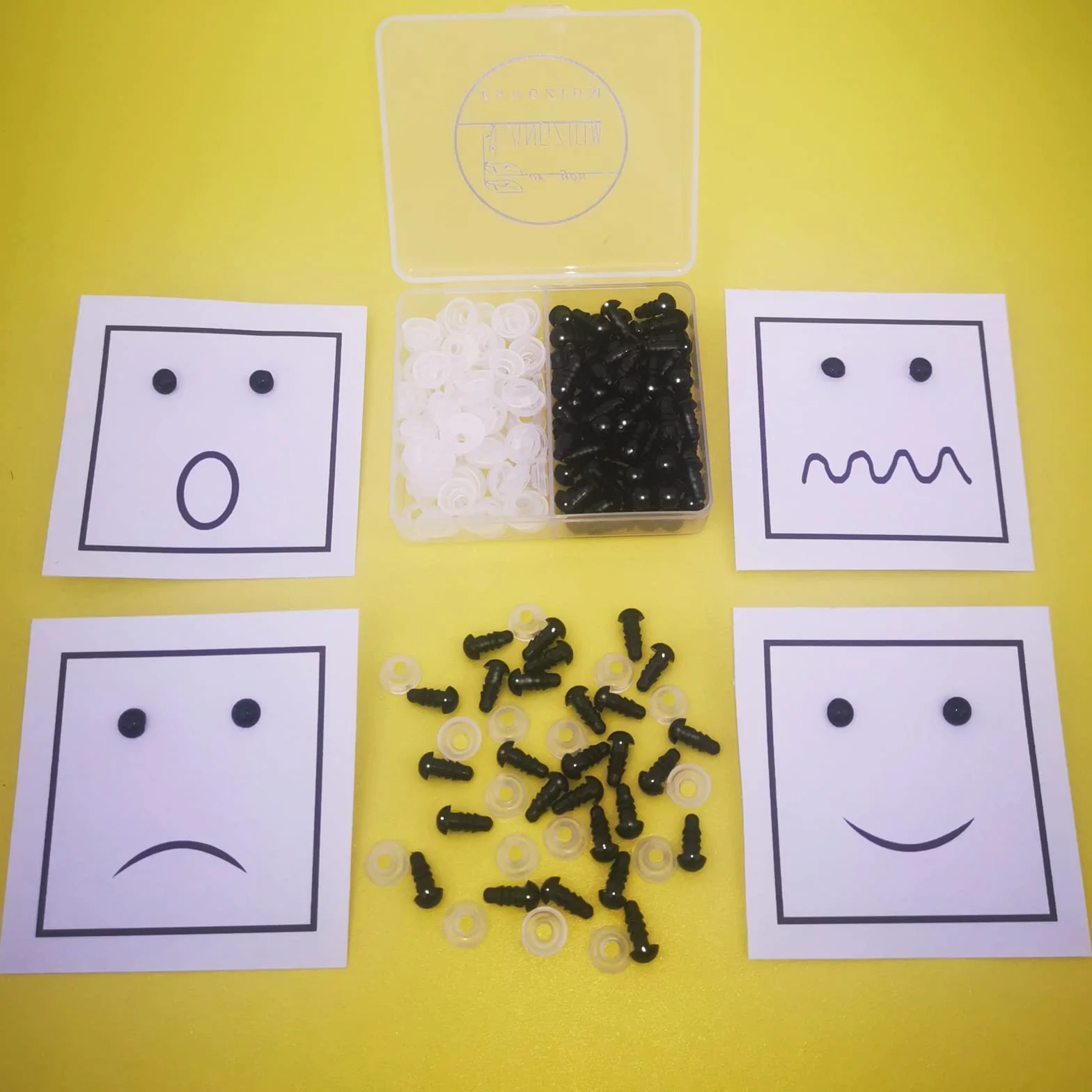 100PCS Occhi di Sicurezza con Rondelle 6mm Occhi Giocattolo in Plastica Nera per Creazione Bambole Fai-da-Te