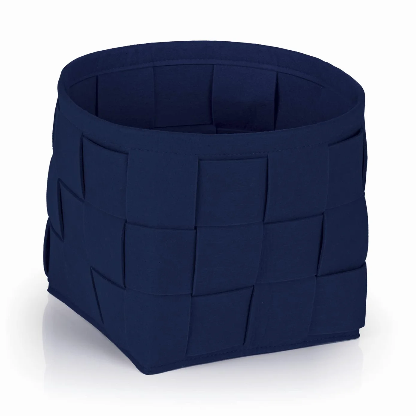 Cesta in feltro 24x24x24 cm | Ideale per legna da camino e riviste | Resistente e versatile | Cesta pieghevole adatta per scaffali [Blu scuro]