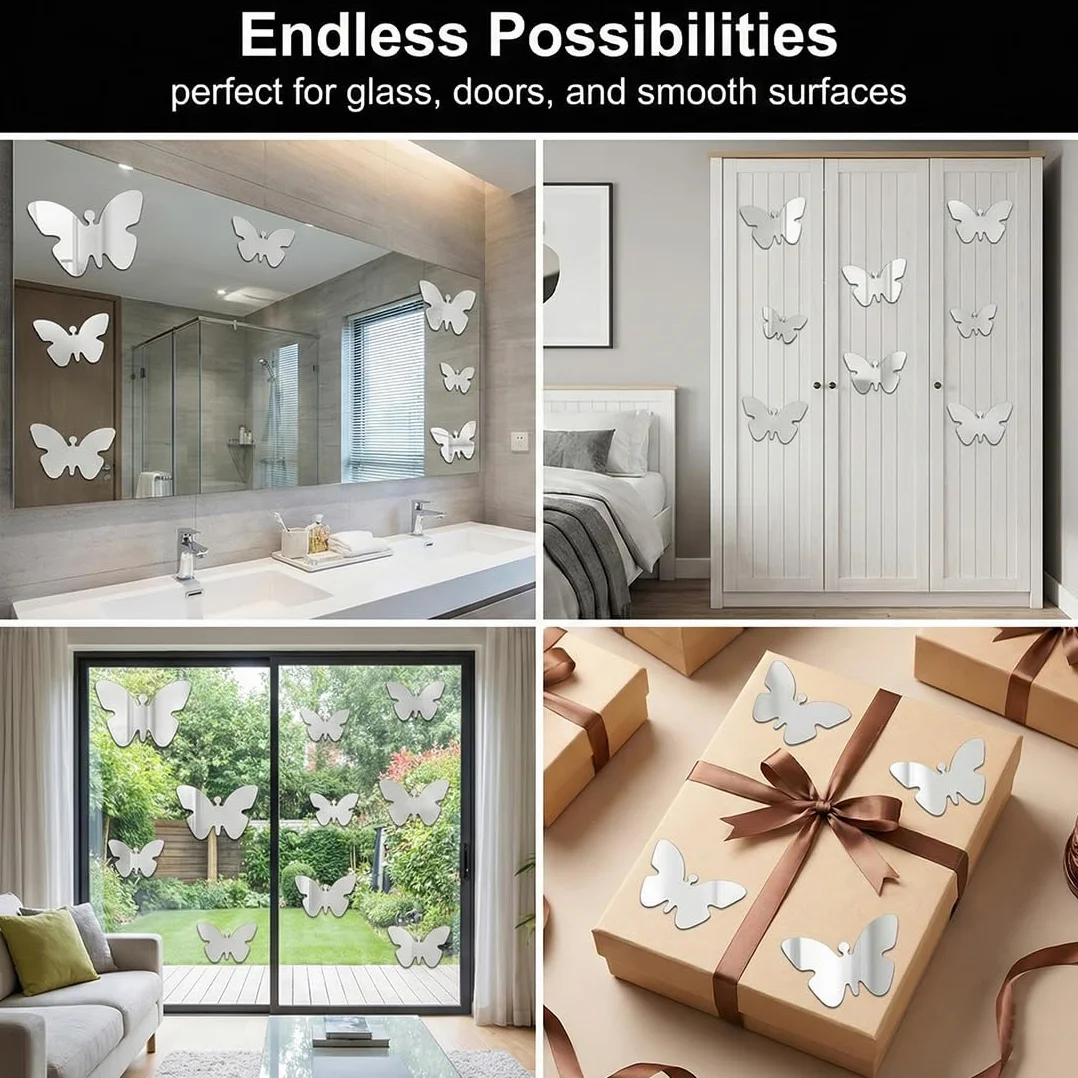 36 Pezzi Farfalle 3D Specchio Adesivi Murali Tridimensionali Acrilico Rimovibile Fai da Te Decorazione da Muro per Casa/Hotel/Salotto/Camera da Letto/Cucina/Cameretta