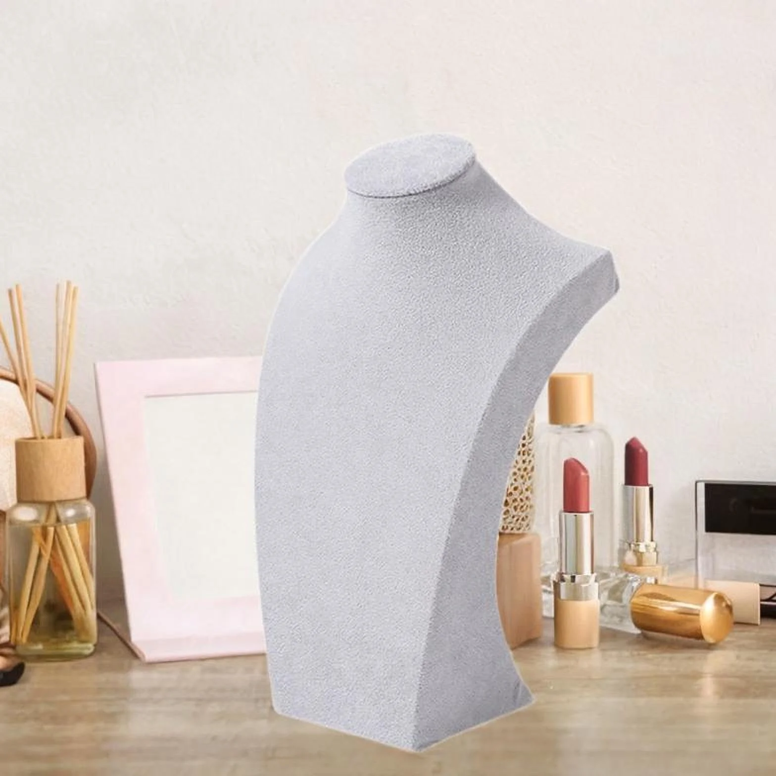 Espositore per collana Supporto per manichino Vetrina Decorazione Busto per gioielli Grigio 30 cm