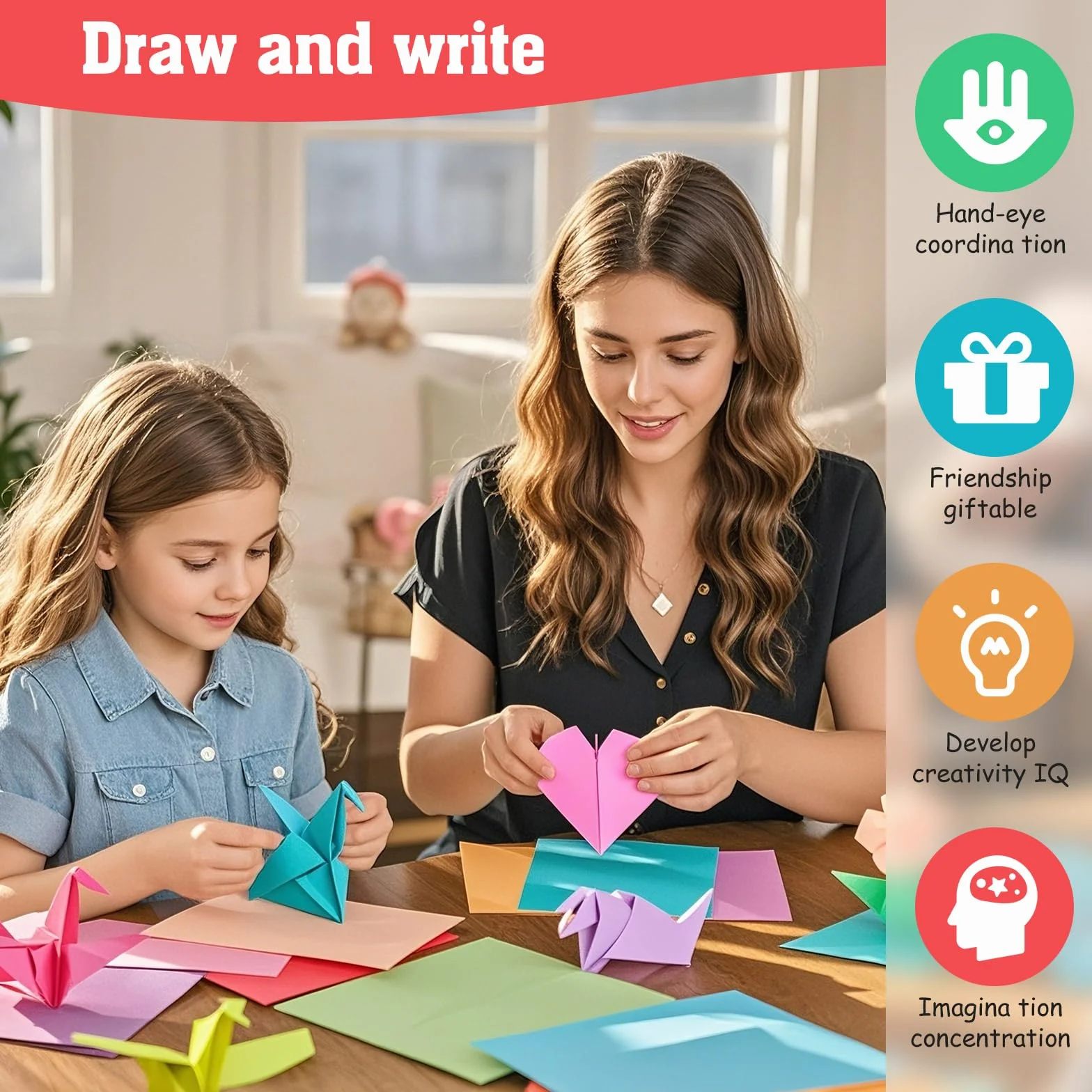 Carta Origami 600 fogli 20 colori 20x20 cm 15x15 cm 10x10 cm Double Face Set Fai da Te