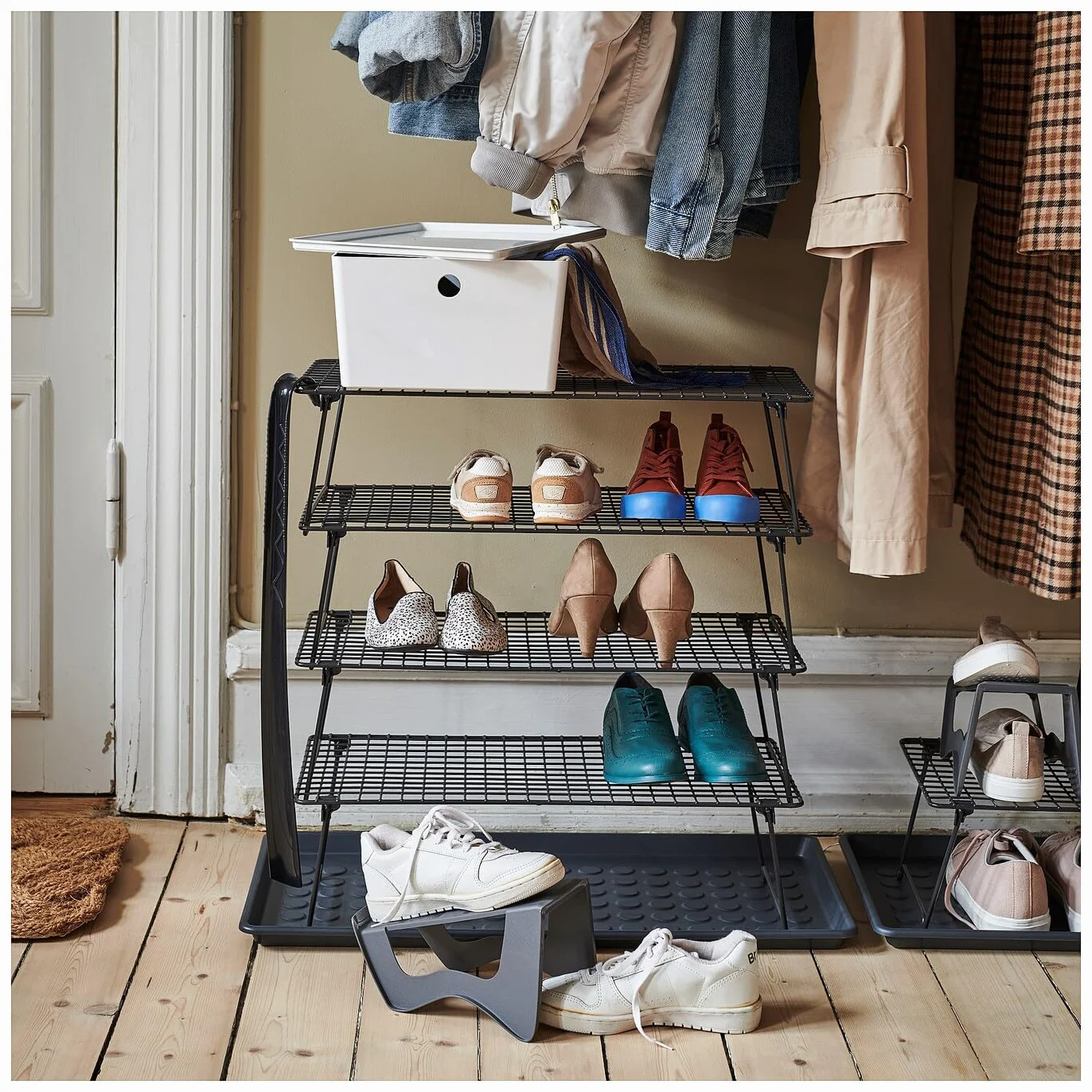 IKEA MURVEL - Set di 4 organizer per scarpe, 14 x 14 x 24 cm, colore: Grigio