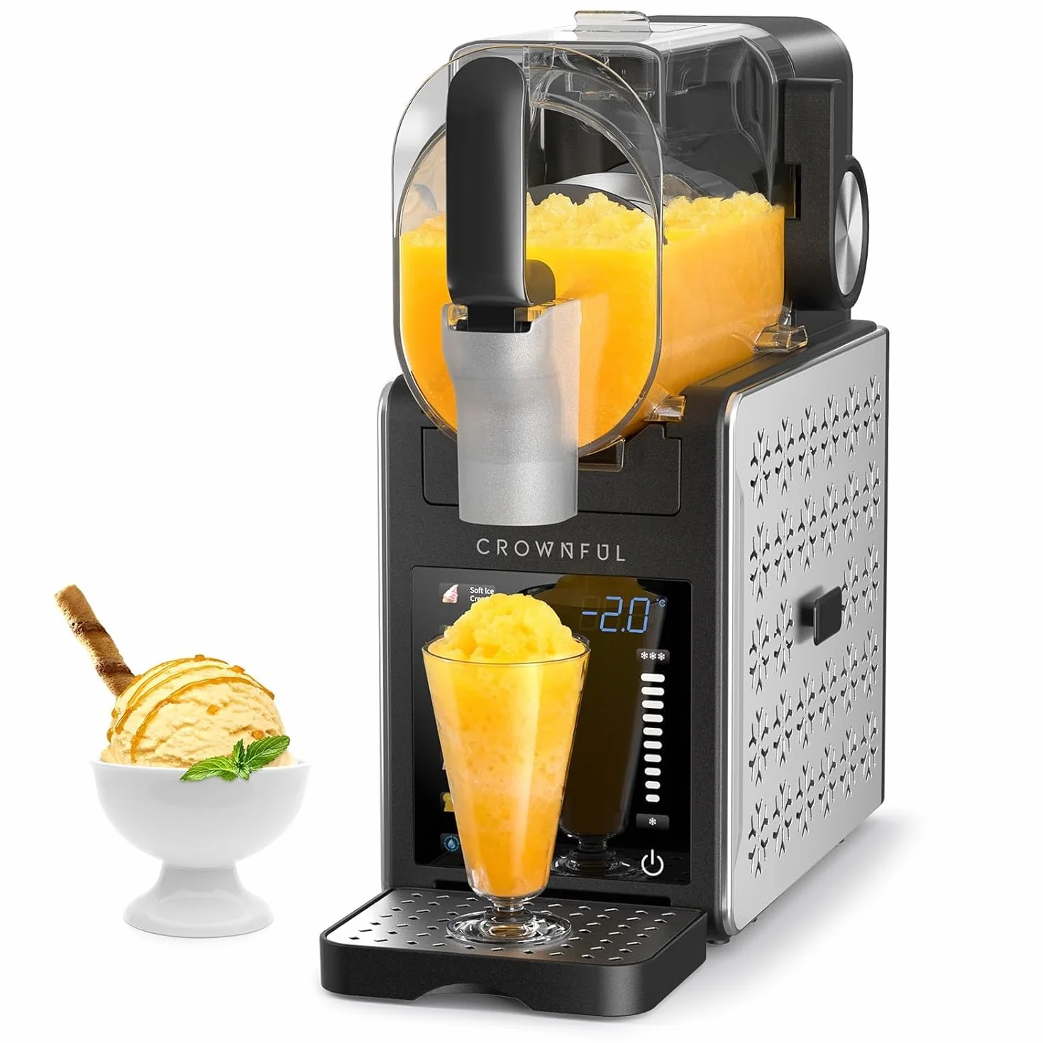 CROWNFUL Macchina per Granite 1.9L, 6 Programmi Gelato, Autopulizia, Mantieni Freddo 12h