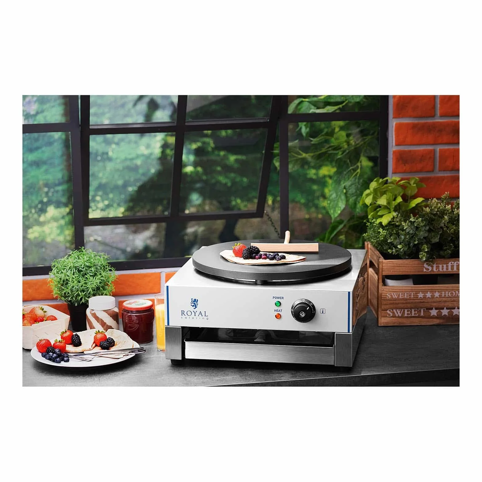 Royal Catering - RCEC-3000-E - Crepiera elettrica - diametro 40 cm