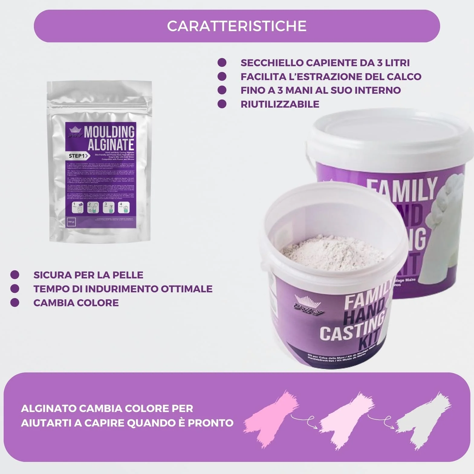 BWAY Calco Mani Coppia - Regali Natale Originali - Calco Mani con Gesso per Stampi e Alginato - Idee Regalo per Coppie, Fidanzati e Famiglie - Regalo per San Valentino e Anniversari
