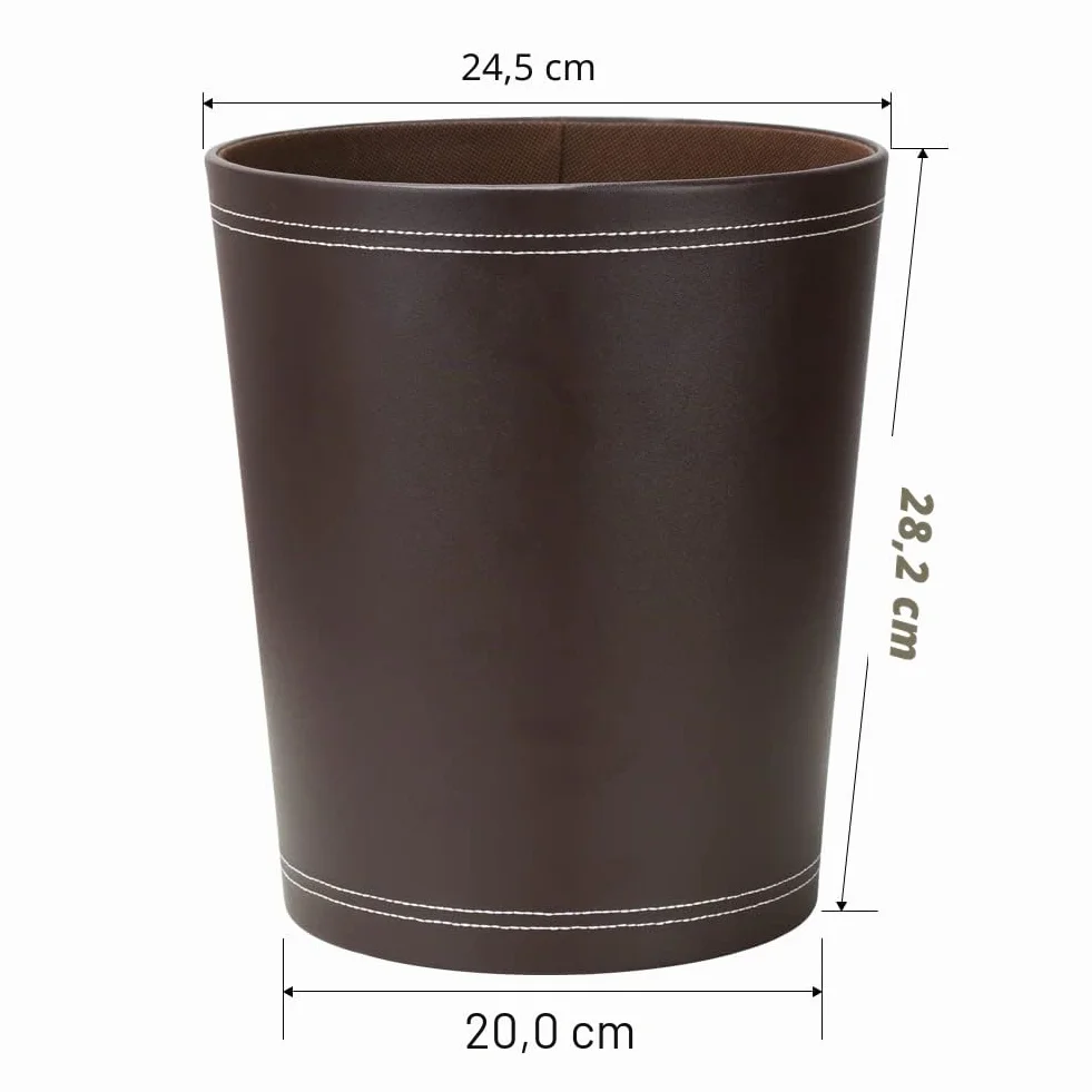 KINGFOM™ Classico Cestino per la Carta in Pelle, per Ufficio/Bagno/Cucina/Camera da Letto (Marrone)