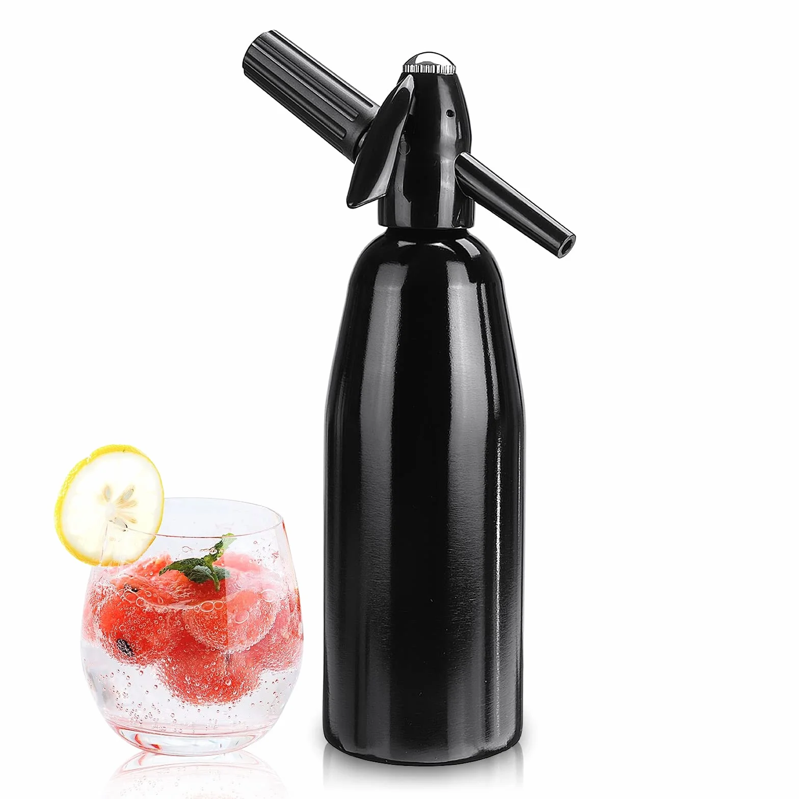 AstraLoom Macchina per acqua frizzante portatile 1 l con regolatore di pressione in alluminio