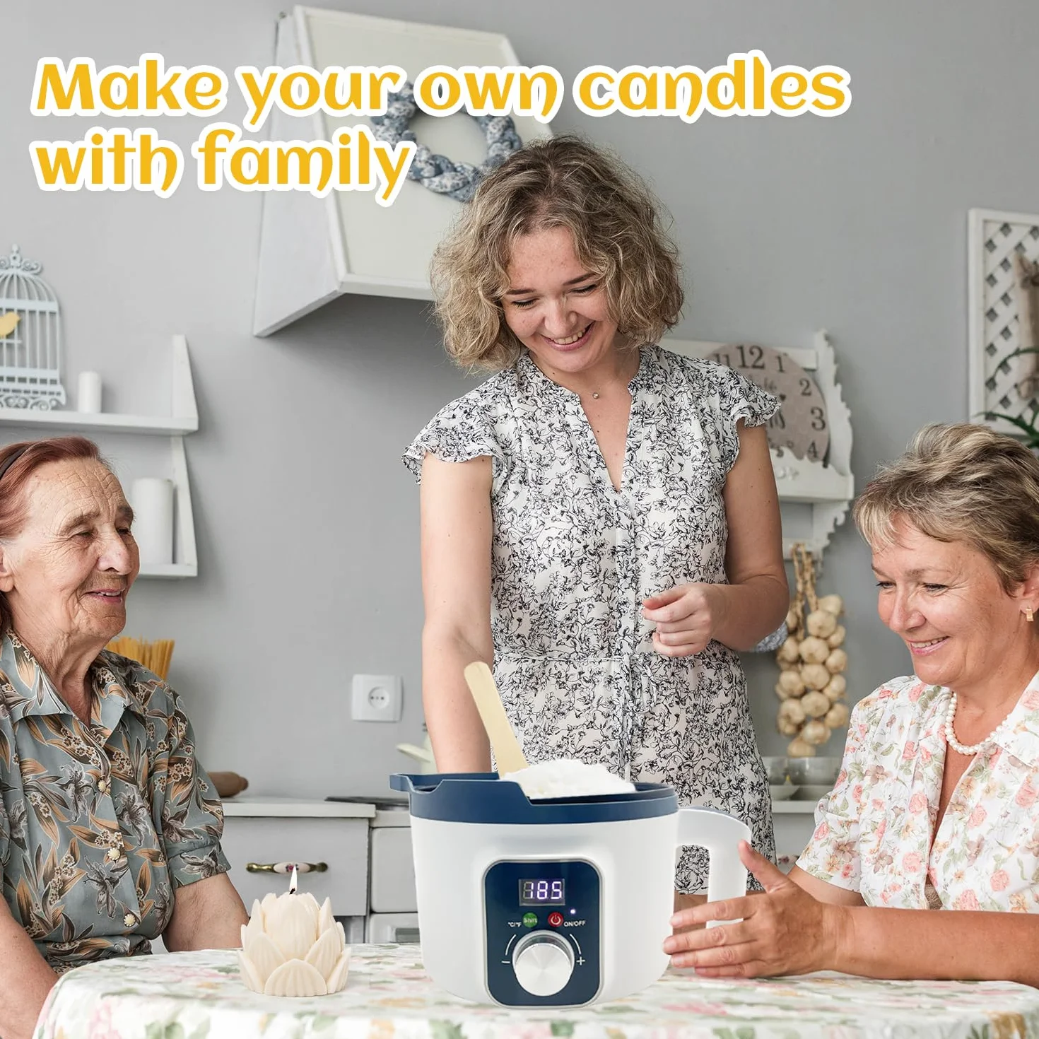 KQU sciogli cera per candele digitale per la produzione di candele con beccuccio e regolazione automatica della temperatura, pentola per sciogliere la cera elettrico per principianti