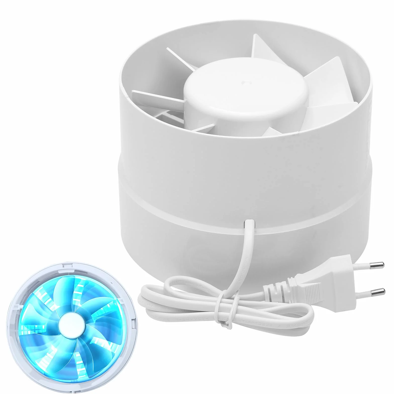 TNSLAND Ventilatore a Tubo per Canale 150 mm, 305 m³/h, Alta Qualità, Silenzioso, Scarico Fumo, per Bagno, WC, Cucina, Serra, Garage
