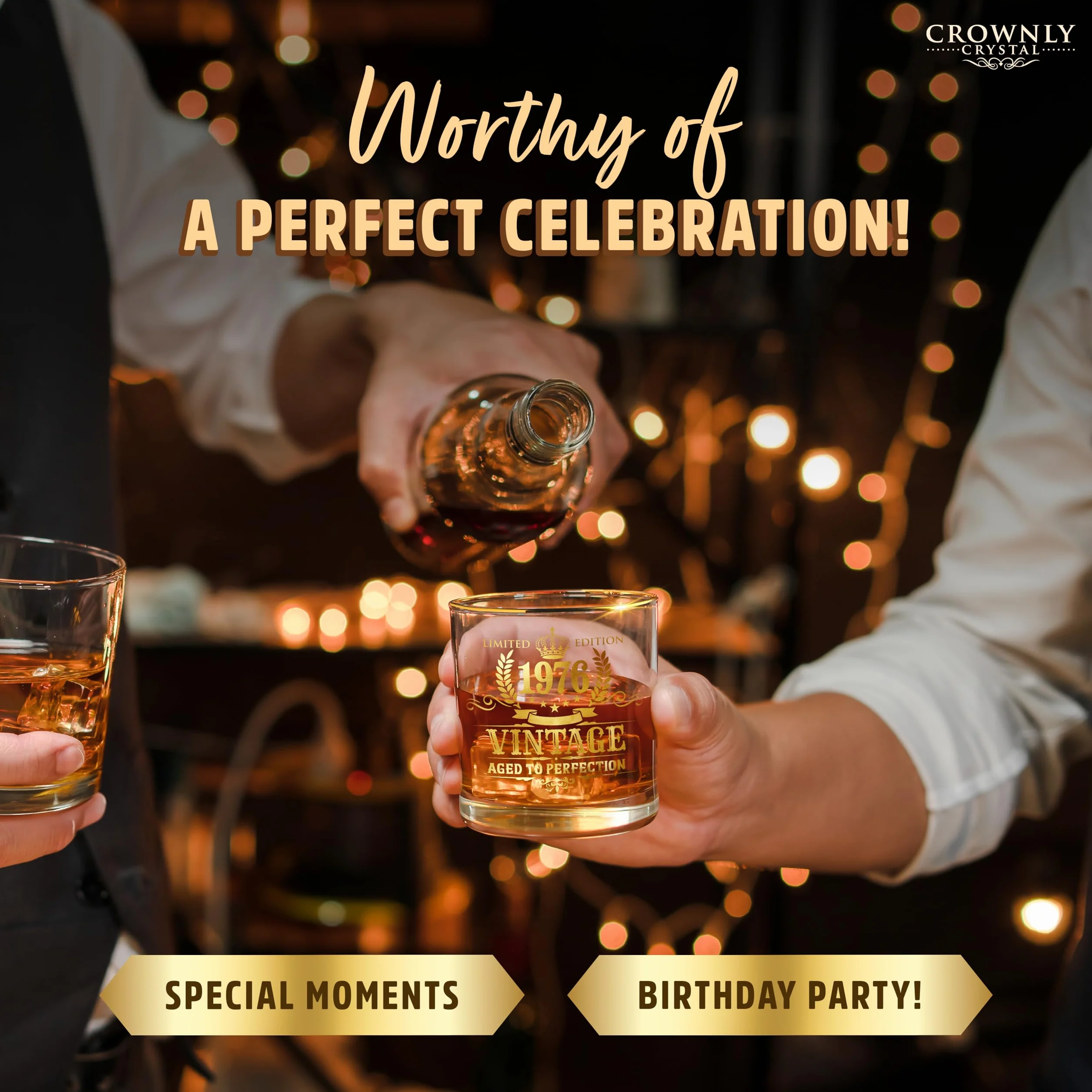 CROWNLY CRYSTAL Bicchiere Whisky 50 Anni Regalo Uomo Compleanno Calice Vintage Degustazione Rum Amaro
