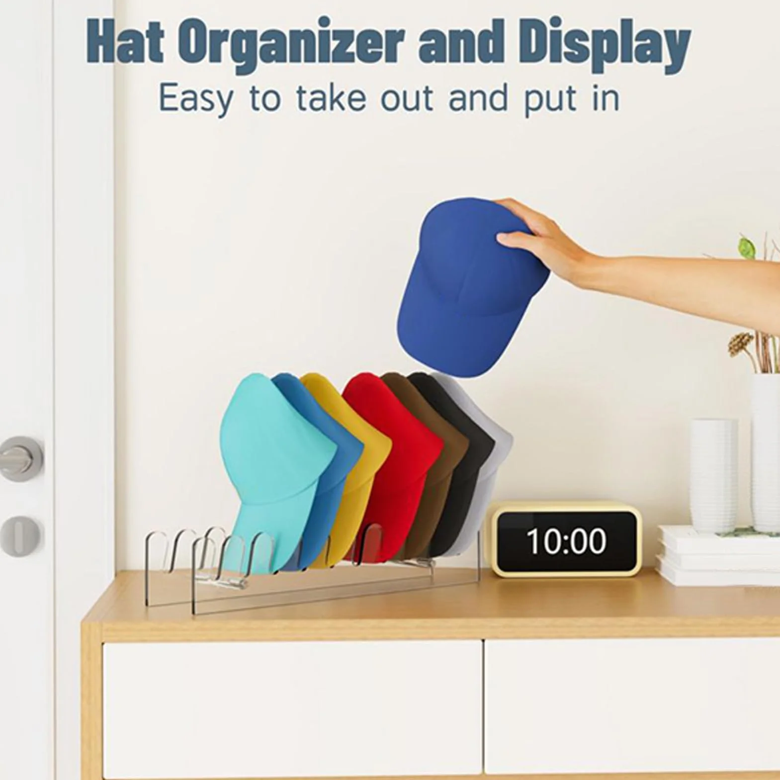 Organizzatore di stoccaggio dei cappelli, rack per cappellini da baseball,Porta di deposito da 10 slot a cappello - Scaffale per organizzatore domestico che risparmia spazio, tappi da baseball stand-s