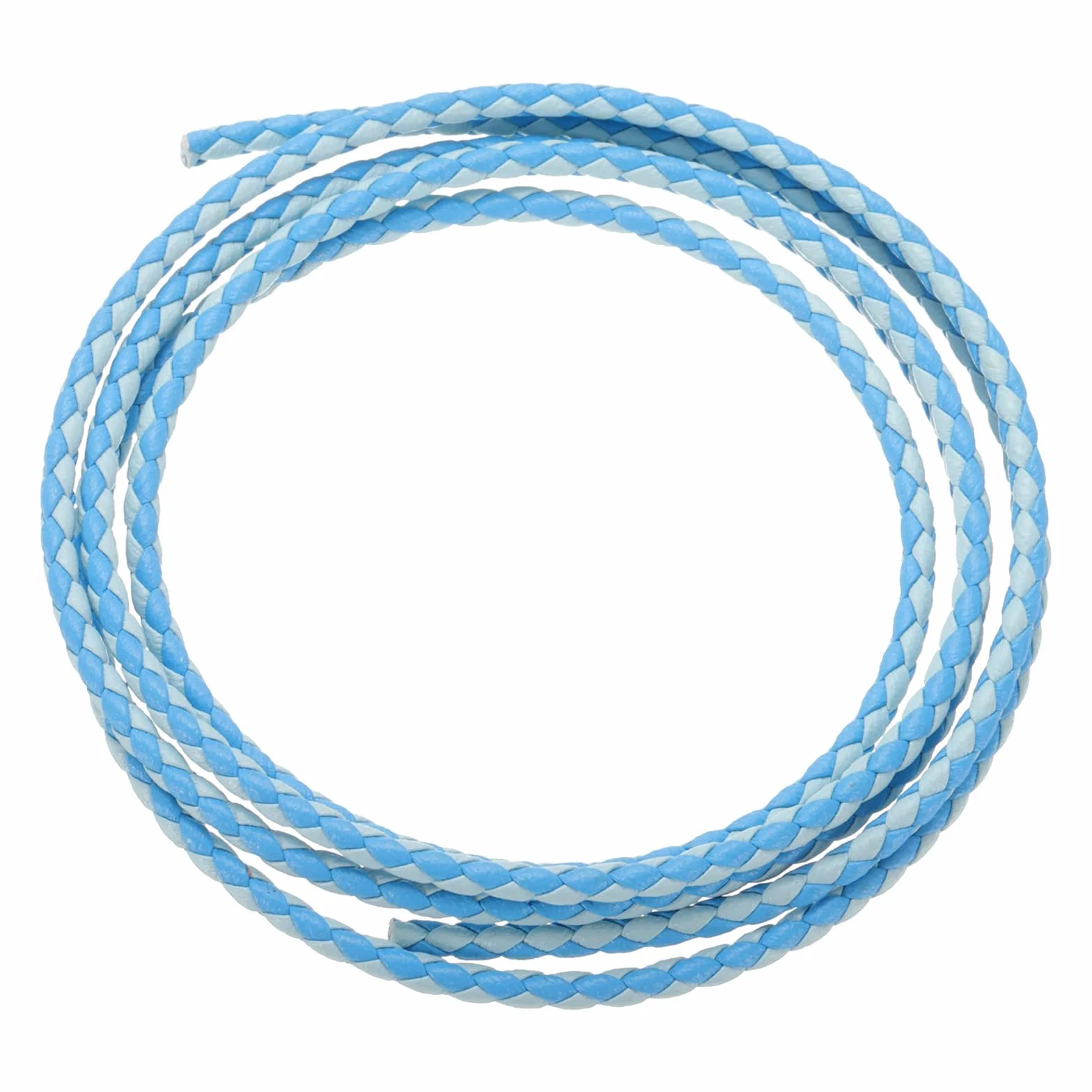 QUARKZMAN Cordoni in Pelle Intrecciata, Cinghia in Pelle Rotonda, Corda in Pelle Morbida per la Creazione di Gioielli, Fai da Te, Collane (3mm, 1 Yard, Blu Chiaro/Blu Scuro)