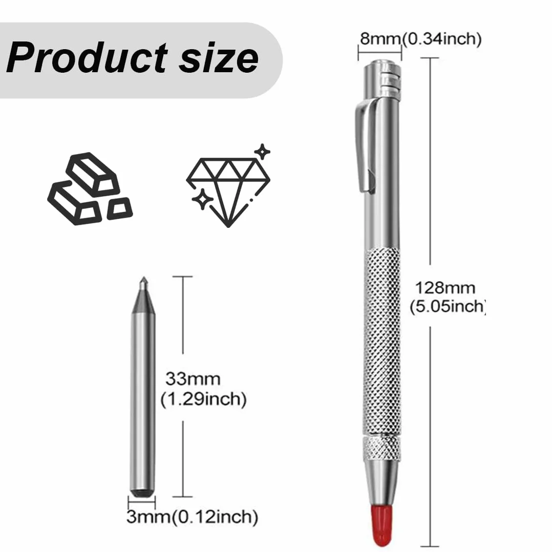 WUSJCOF Penne con Punta in Tungsteno 1PCS Penna Carburo di Tungsteno con 6PCS Punte di Penna Aggiuntive,Tungsteno Carburo Punta Scriber per Scrivere su Legno,Acciaio e Vetro