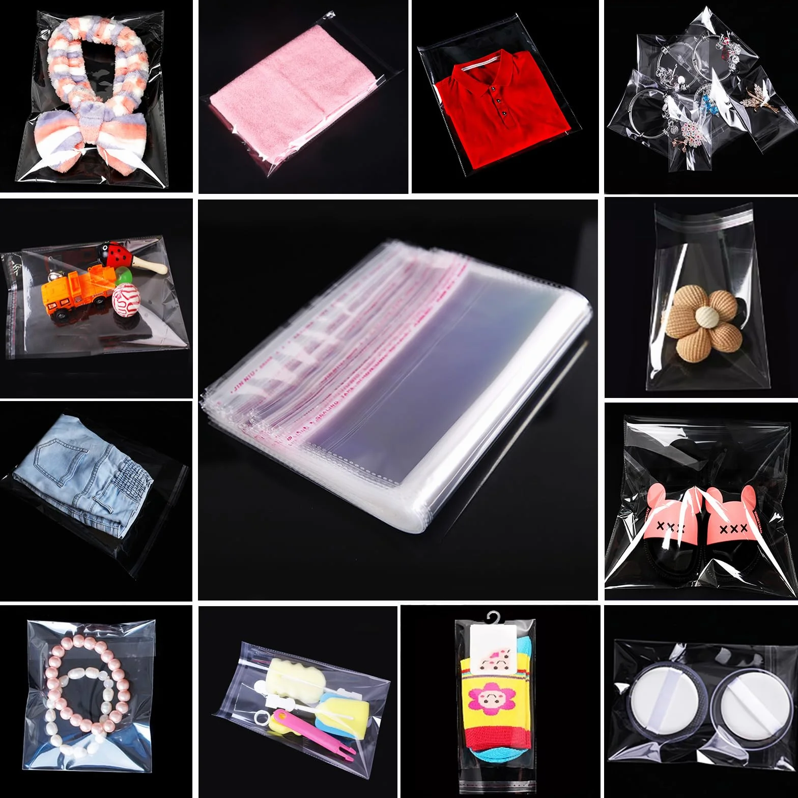 200 Pezzi Sacchetti di cellophane Trasparente Involucri Autoadesivi Aigillanti Piatto OPP Plastica Alimenti Sacchetto per Confetti Gioielli Regalo Caramella (11x24cm)