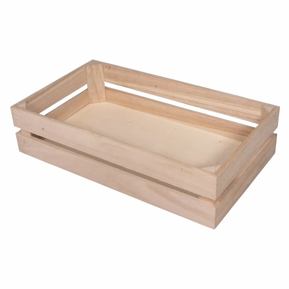 Rayher Cassetta Frutta Decoro In Legno, Scatola Portaoggetti, 35.5 x 20.3 x 8.4 cm, Legno di Pioppo Liscio, con Ganci per Appendere