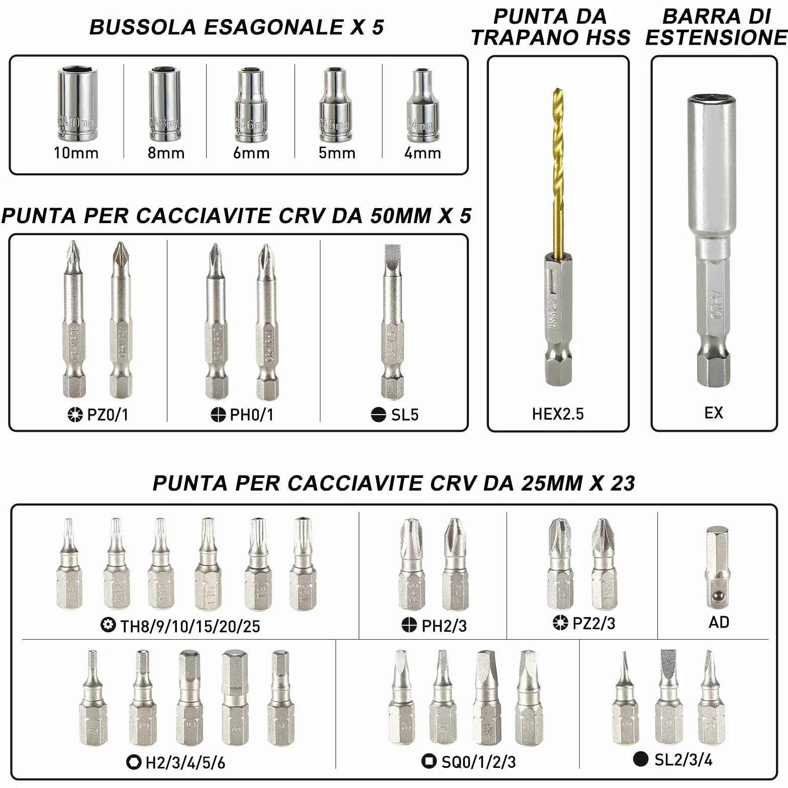 HYCHIKA Avvitatore a Batteria 6Nm, Cacciavite Elettrico 3.6 V 2.0 Ah, Avvitatore Elettrico, Luce a LE, Cavo di Ricarica USB, 35 Accessori, Custodia