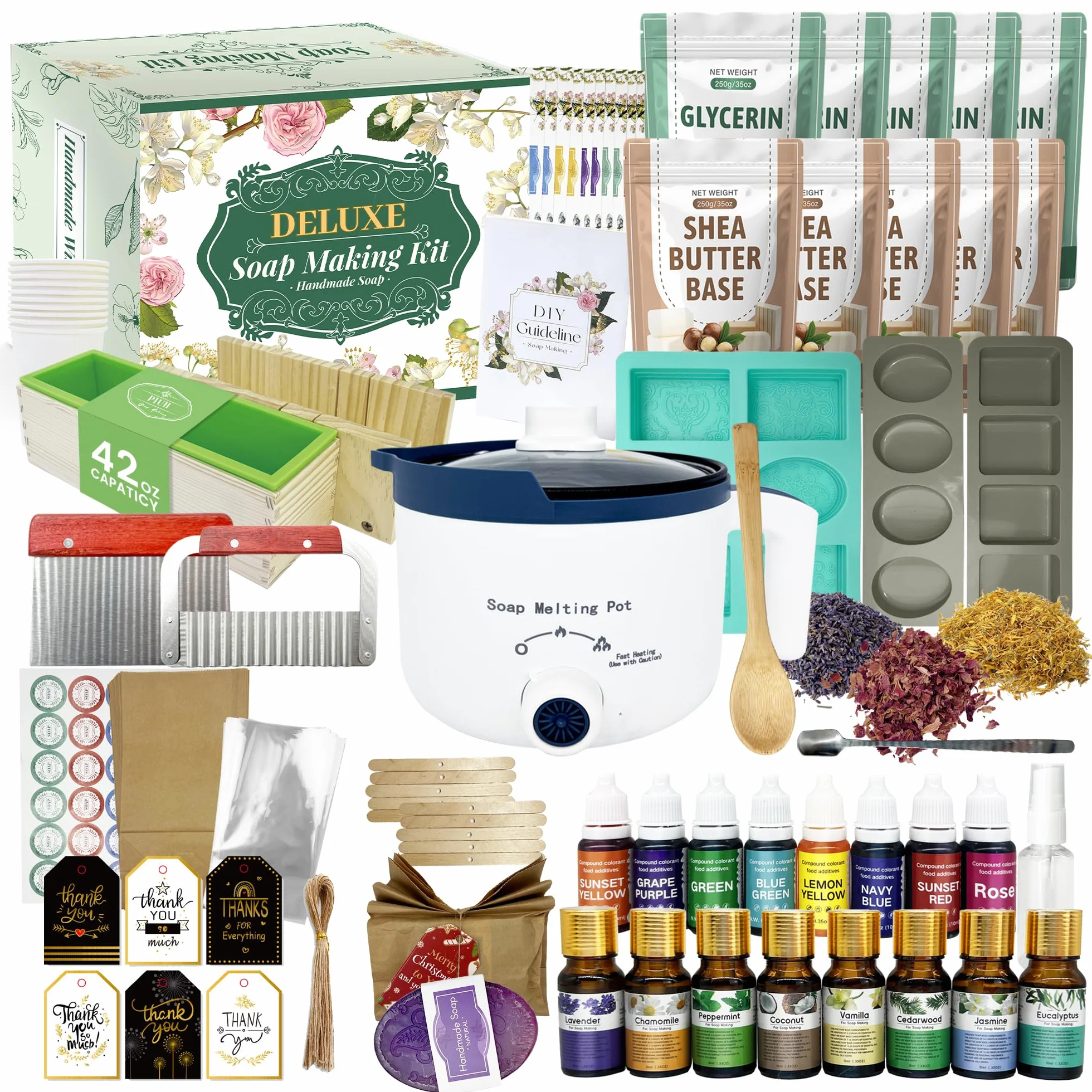 LFISGNN Kit di produzione di sapone di lusso per la produzione di saponi, Kit completo fai da te composto da fonditore e forniture complete per il savo