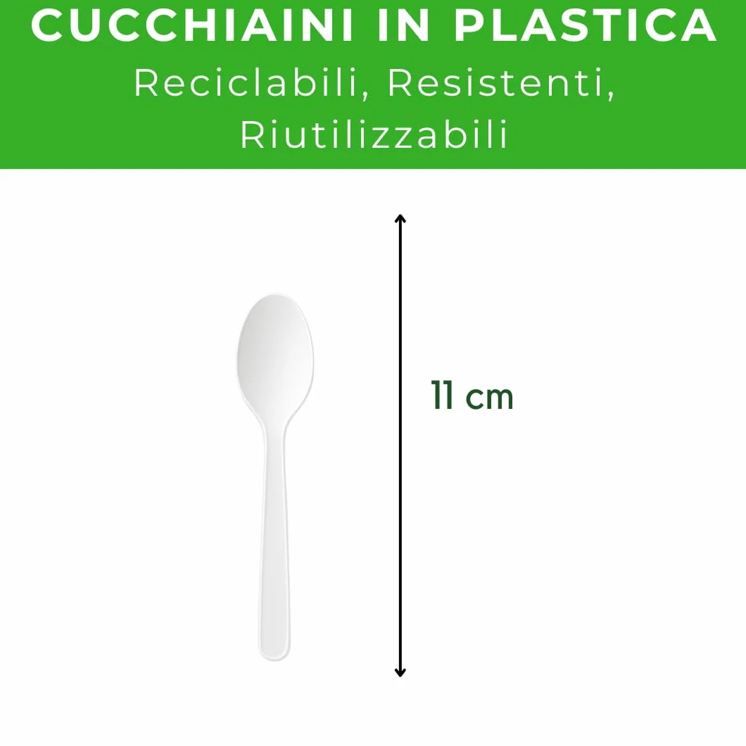 Cucchiaini di Polipropilene Riutilizzabili Senza BPA - 200 Pezzi per Catering, Feste, Picnic