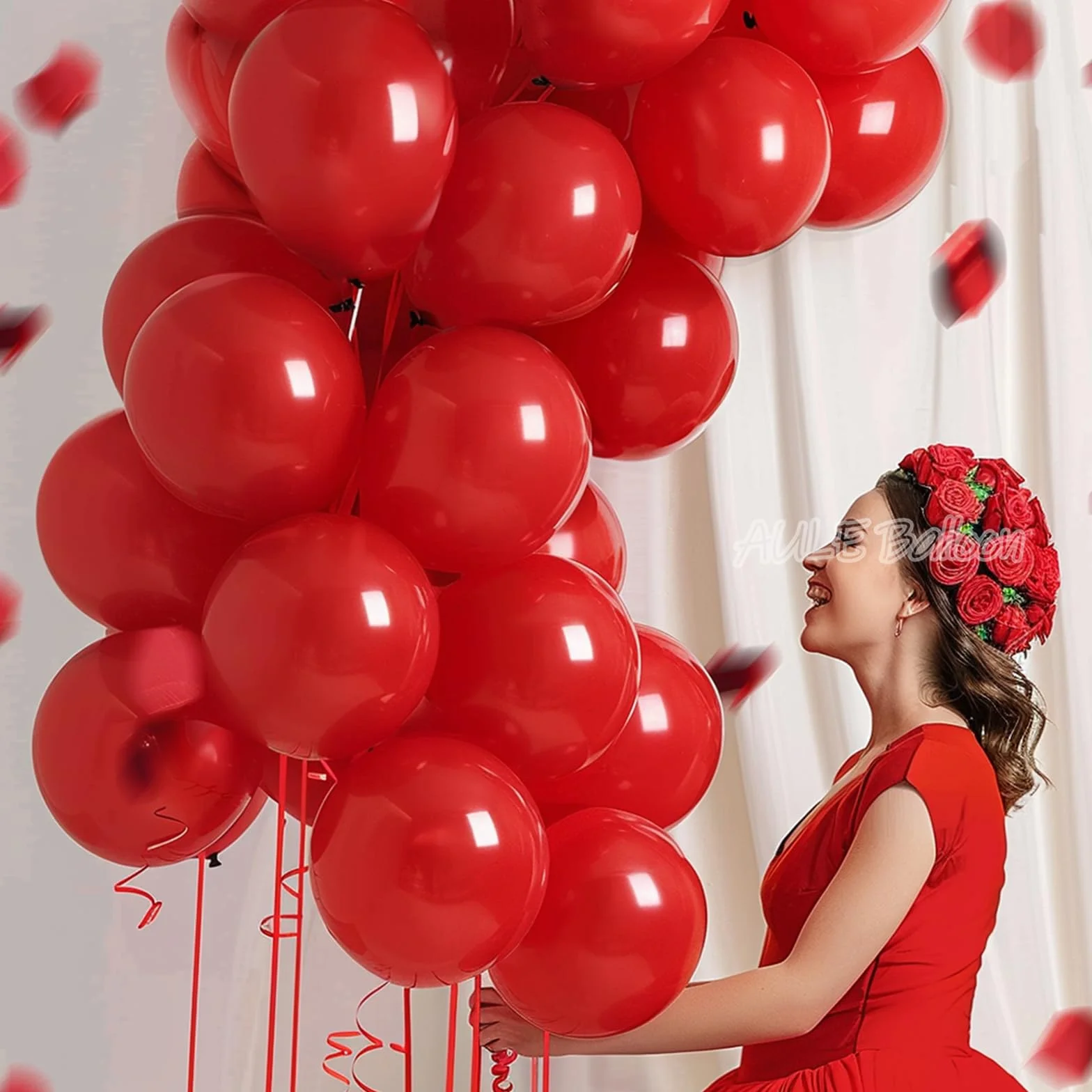 AULE Palloncini Rossi Lattice 50 Pezzi 30cm Rosso Latex Spessi Feste