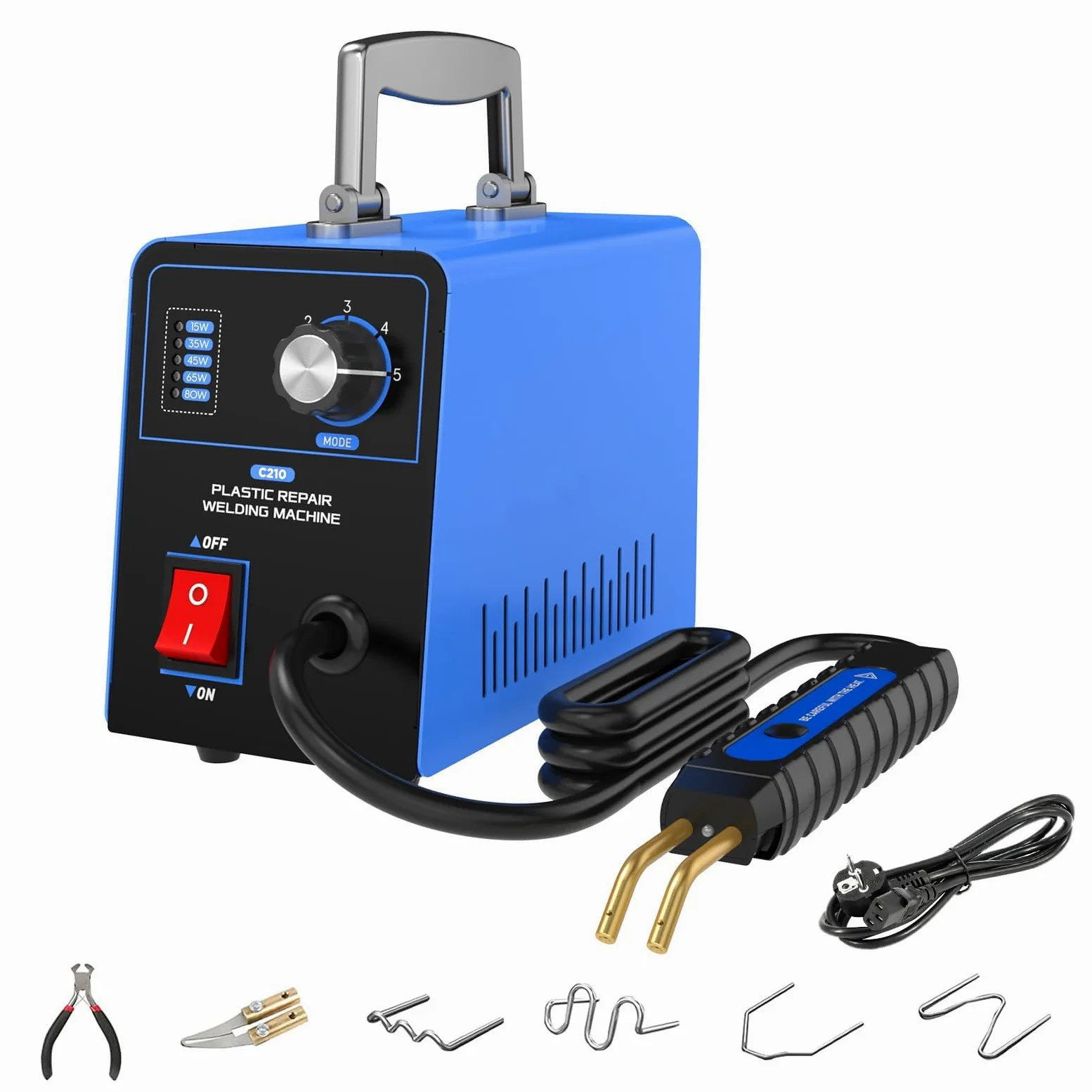Saldatore per Plastica 2-in-1 Saldatrice Plastica Kit Riparazione Paraurti Auto con 600pz 6 Tipi Graffette Saldatura Plastica per Riparazione Paraurti Auto