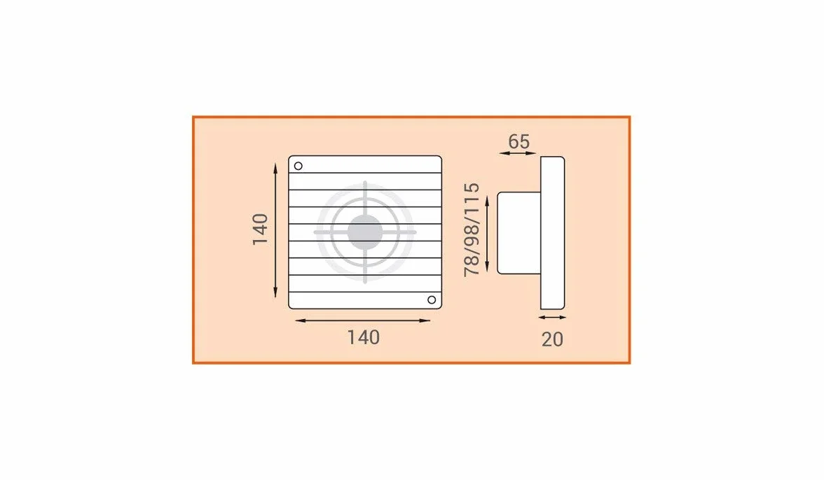 Aspiratore da parete LMT T80 LUX 102 D. 80mm ad aspirazione assiale