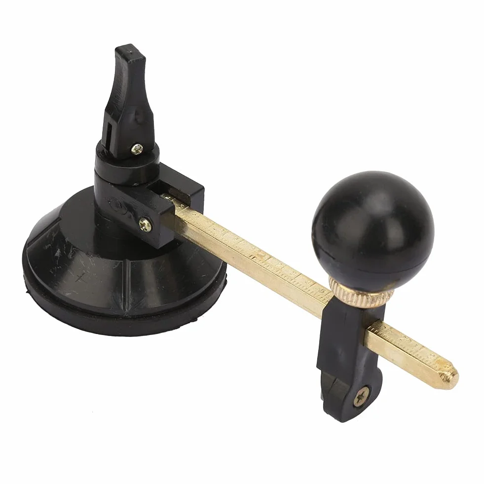 Tagliavetro Circolare 6 Ruote, Tagliavetro con Diametro Regolabile e Ventosa, Strumento per Taglio Vetro Tondo Fino a 20 cm, Impugnatura Ergonomica per Tagliapiastrelle (7,9 Pollici)