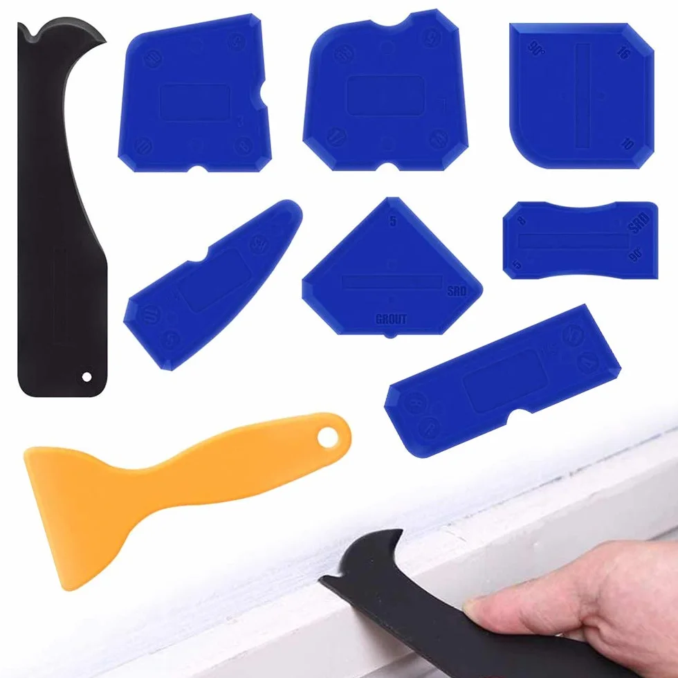 XCOZU 9 Pezzi Professionale per Fughe Kit di Spatole Sigillante Tool per Stanza da Bagno Cucina