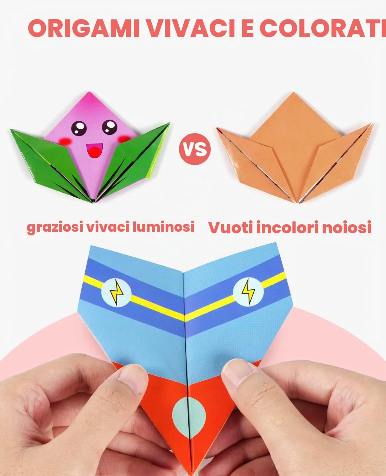 Gamenote Carta Origami 120pcs Doppia Faccia Fogli Colorati 54 Modelli Set per Bambini