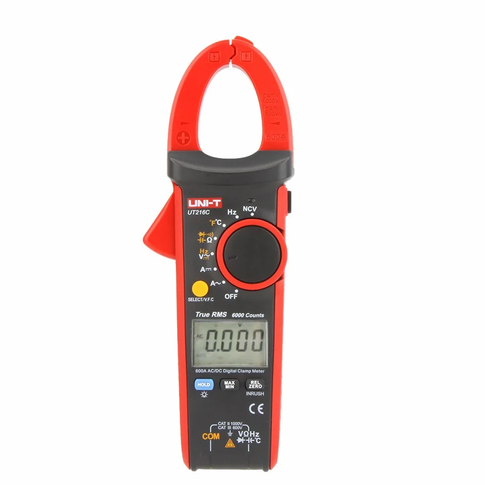 UNI-T UT216C Serie UT216 True RMS Digital Morsetto Metro, 600A AC/DC, 750VAC/1000VDC, 10Hz-1MHz, -40°C-1000° C/-40°F-1832° F
