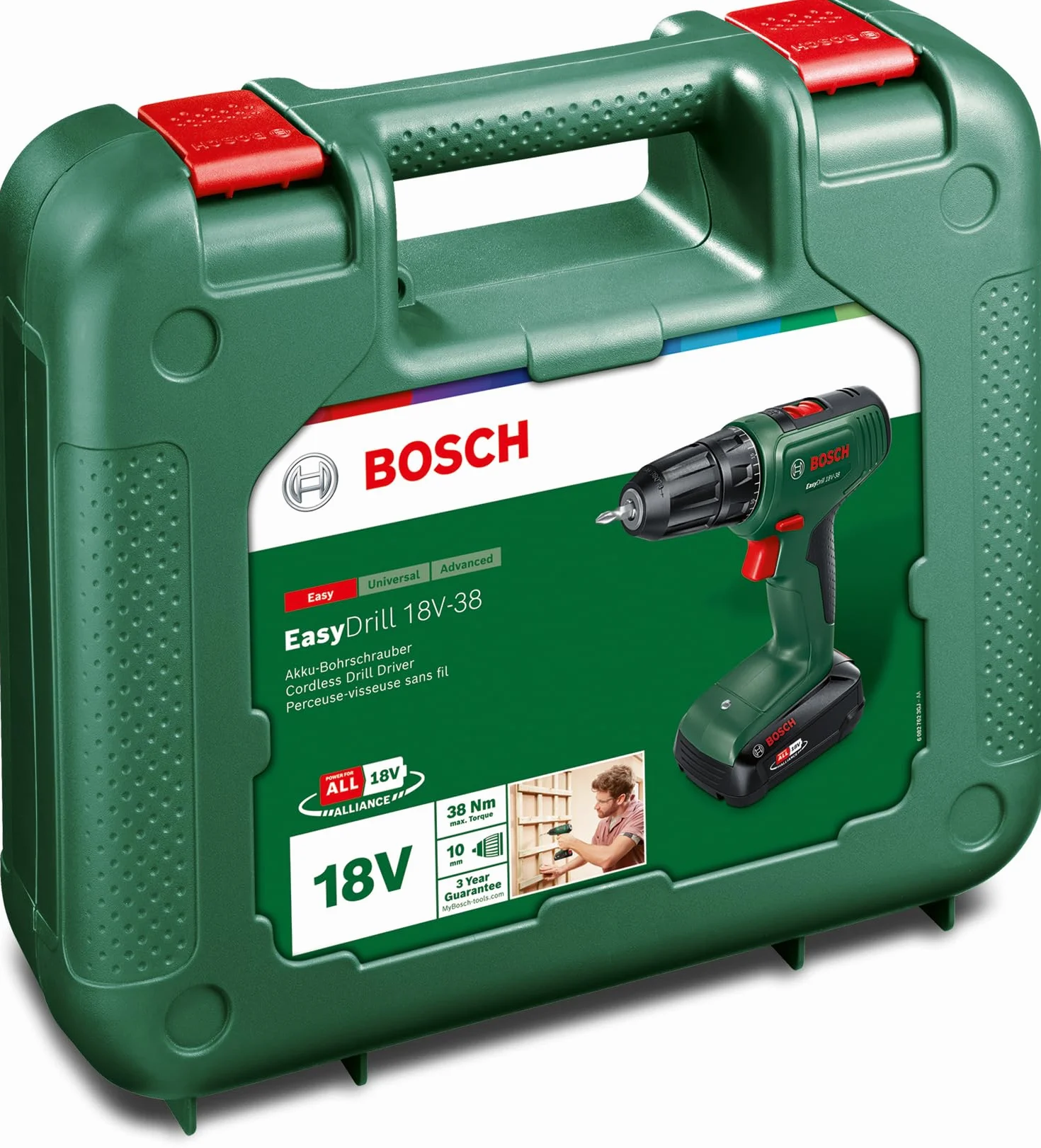 Bosch Trapano avvitatore a batteria EasyDrill 18V-38 (1 batteria da 2,5 Ah; sistema 18 volt; in custodia per il trasporto)
