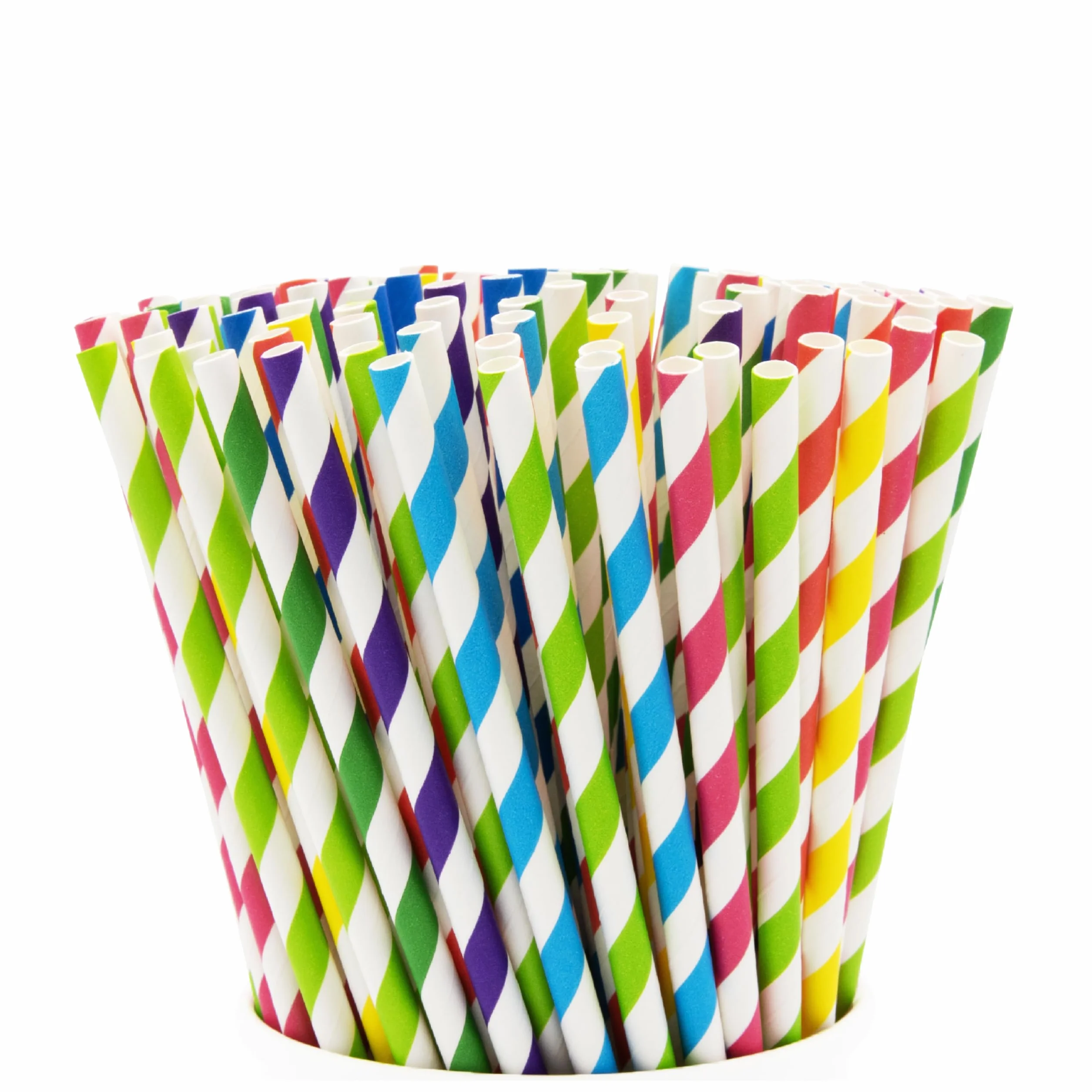 GUSTO [200 pezzi] Cannucce di Carta Striate 100% Biodegradabili - Colori Assortiti - Formerly Comfy Package