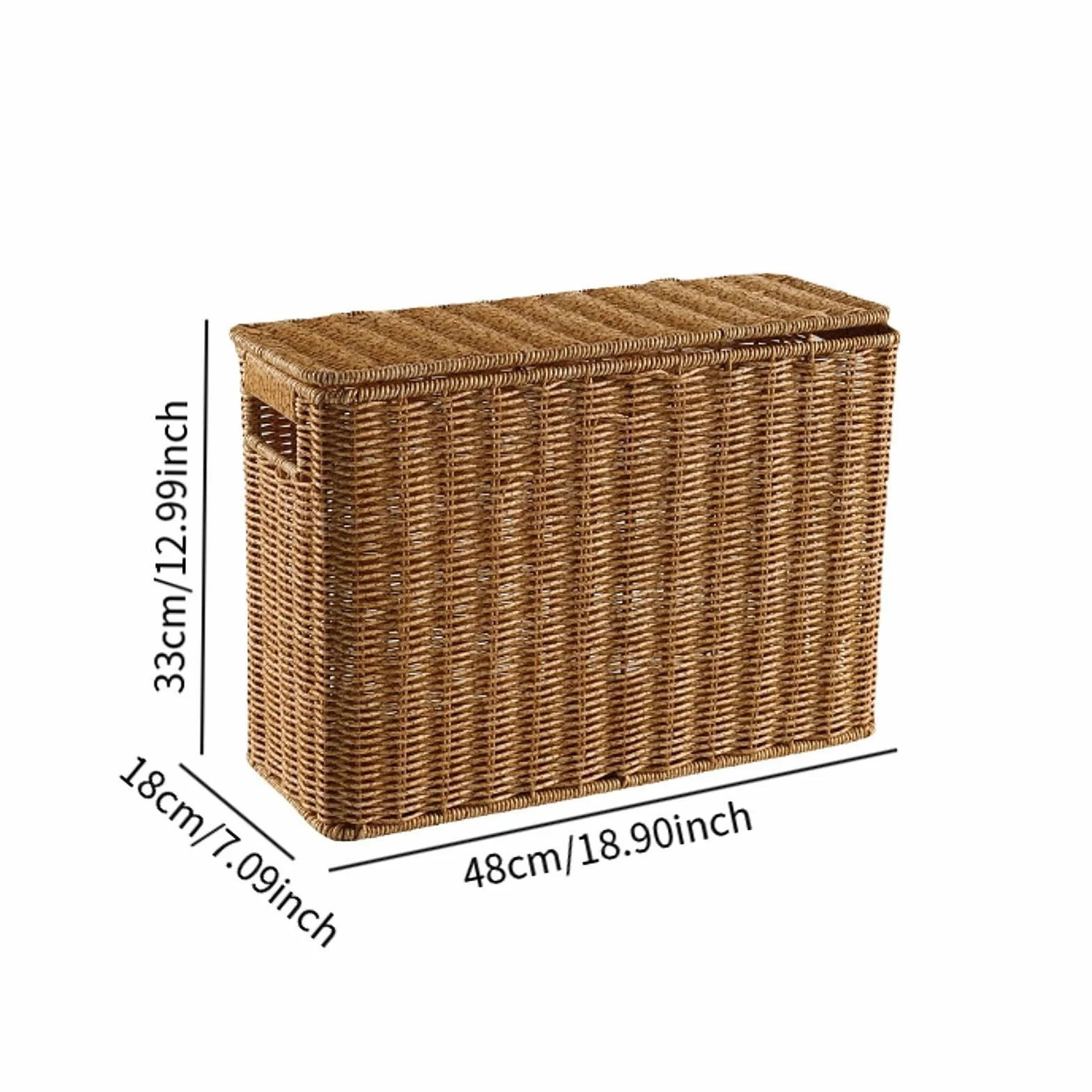 MagiDeal Contenitore portaoggetti stretto e alto, porta riviste intrecciato con coperchio, cestino portatile stretto, portadocumenti stretto per il bagno, L