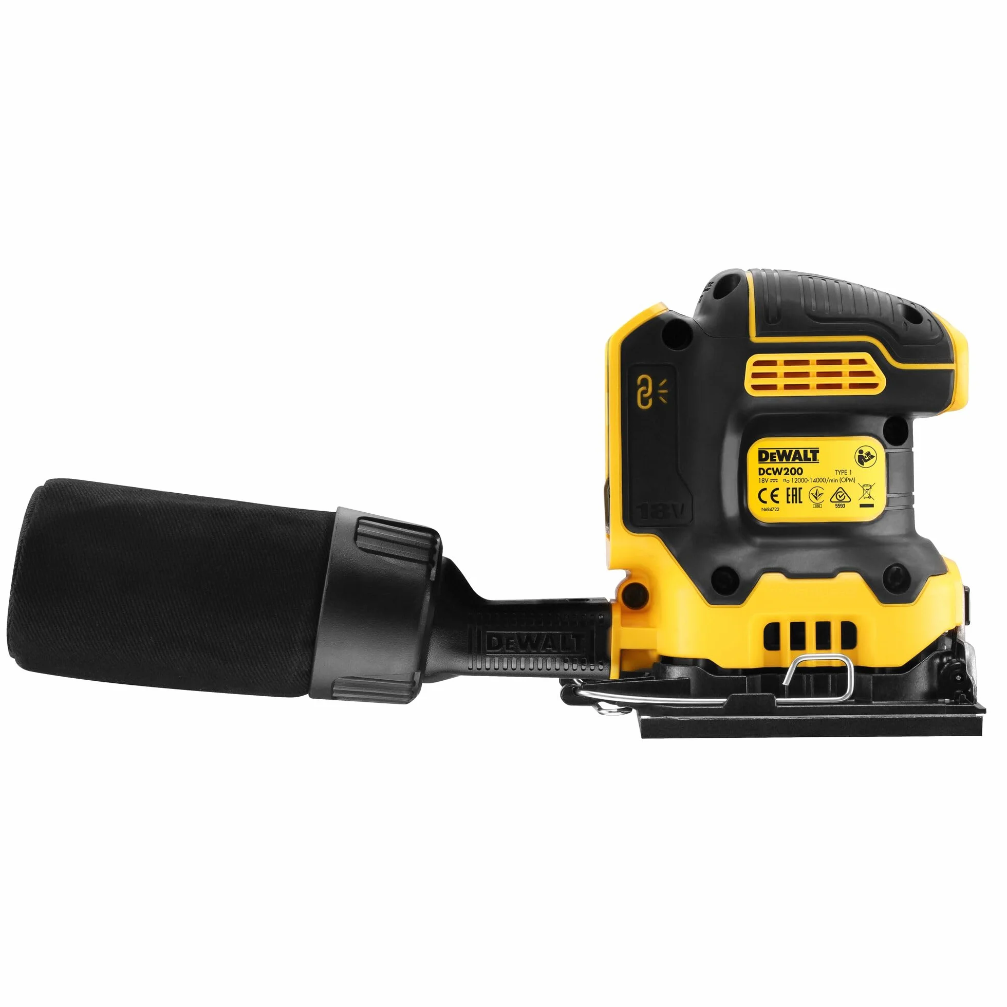 DEWALT DCW200N-XJ 18V XR Brushless 1/4 Foglio Palm Sander (unità nuda)