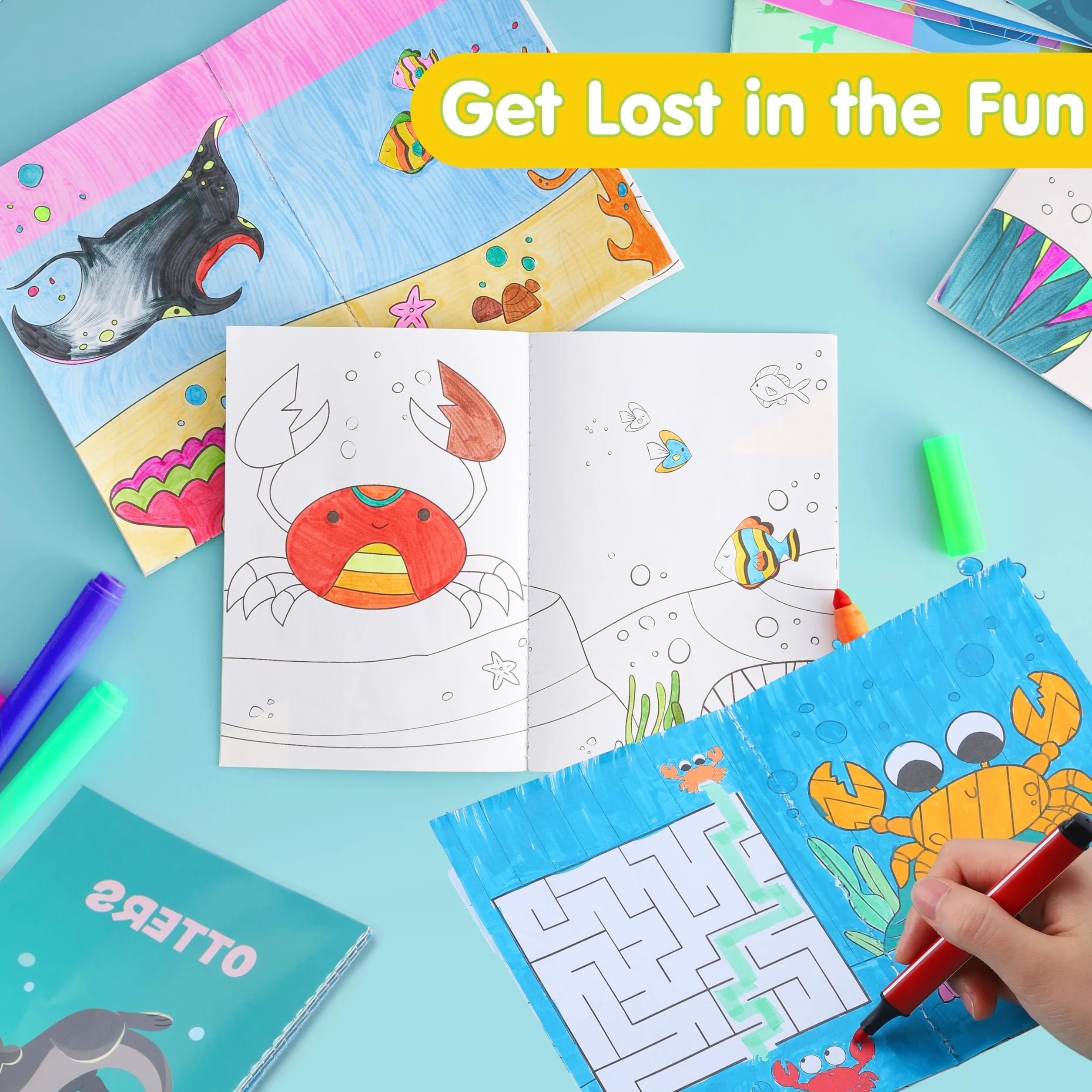 JOYIN - Set da 24 Libri da Colorare Oceano per Bambini, Mini libri attività con animali marini - Bomboniere, regali di compleanno, premi per la scuola