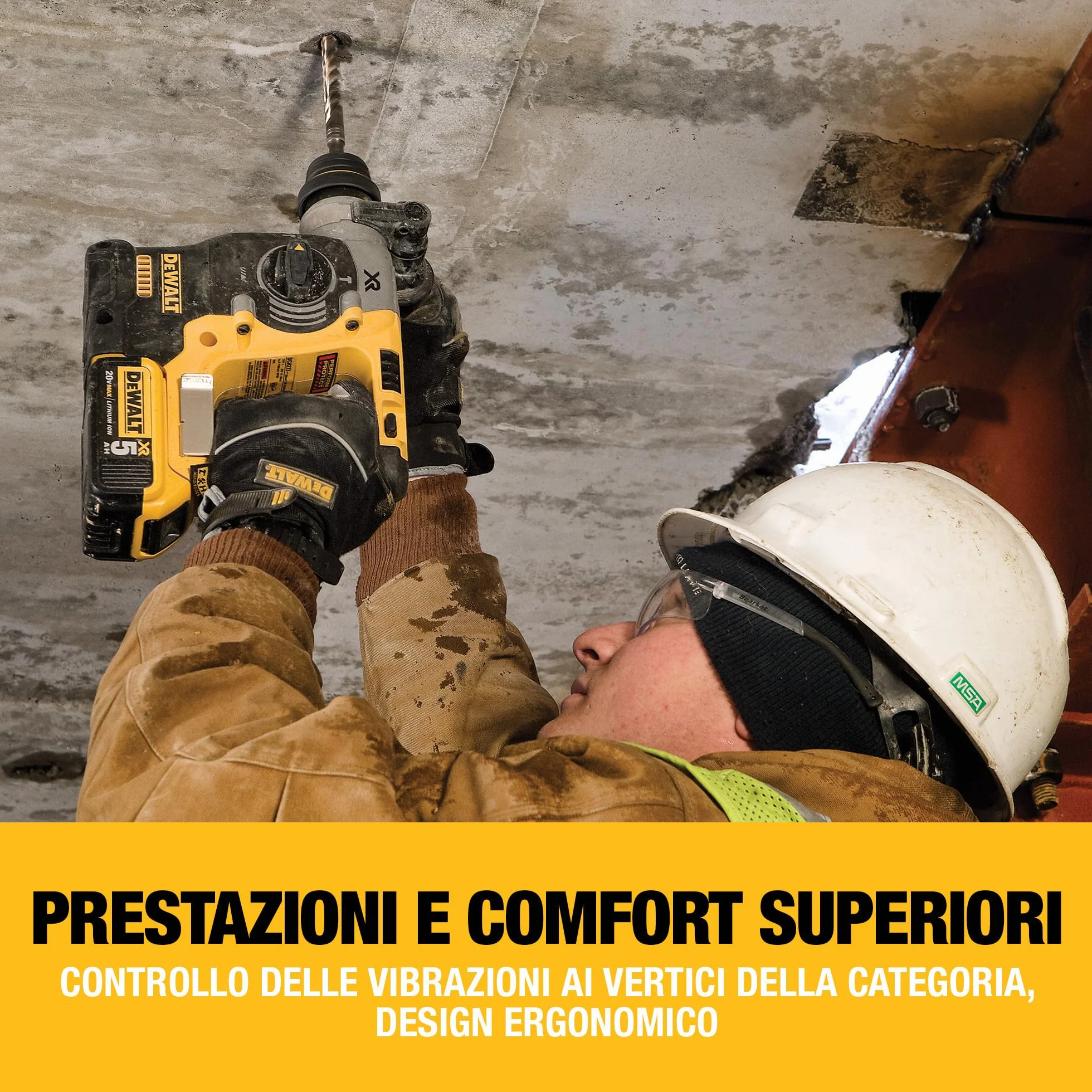DEWALT 18V XR Trapano a Percussione Brushless SDS-Plus 24mm, Unità Singola, DCH273NT-XJ