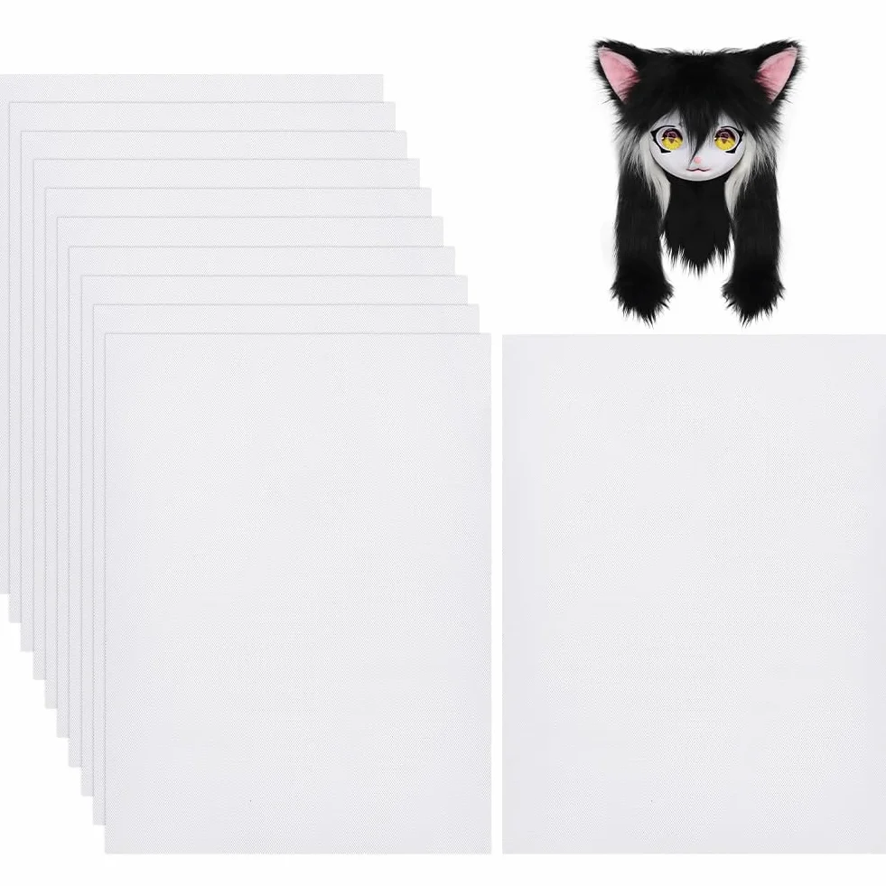 BENECREAT 10 Fogli Fursuit Eye Mesh, 30x22cm Maglia Stampabile Impermeabile Bianco Rete Antipolvere PVC per Cosplay Furries, Sculture, Fursuits, Produzione Artigianale